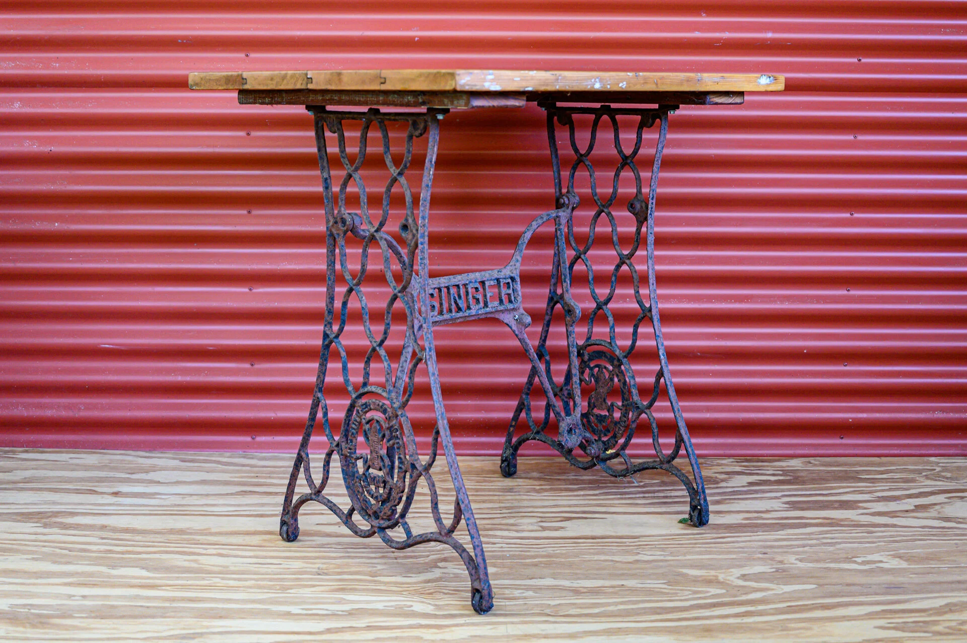 Singer Sewing Machine Base Pine Top Table