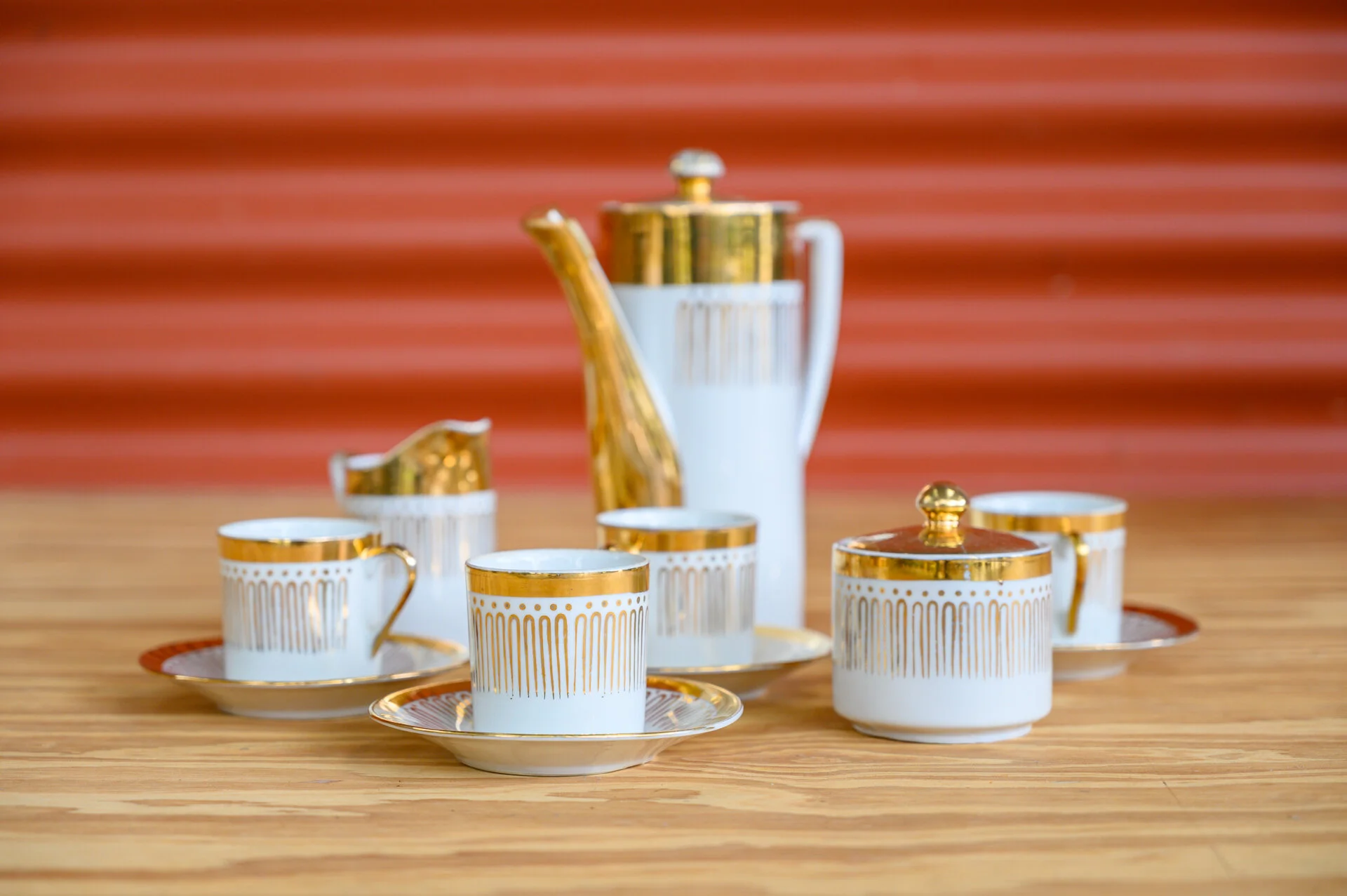 Gold and White Tea Set