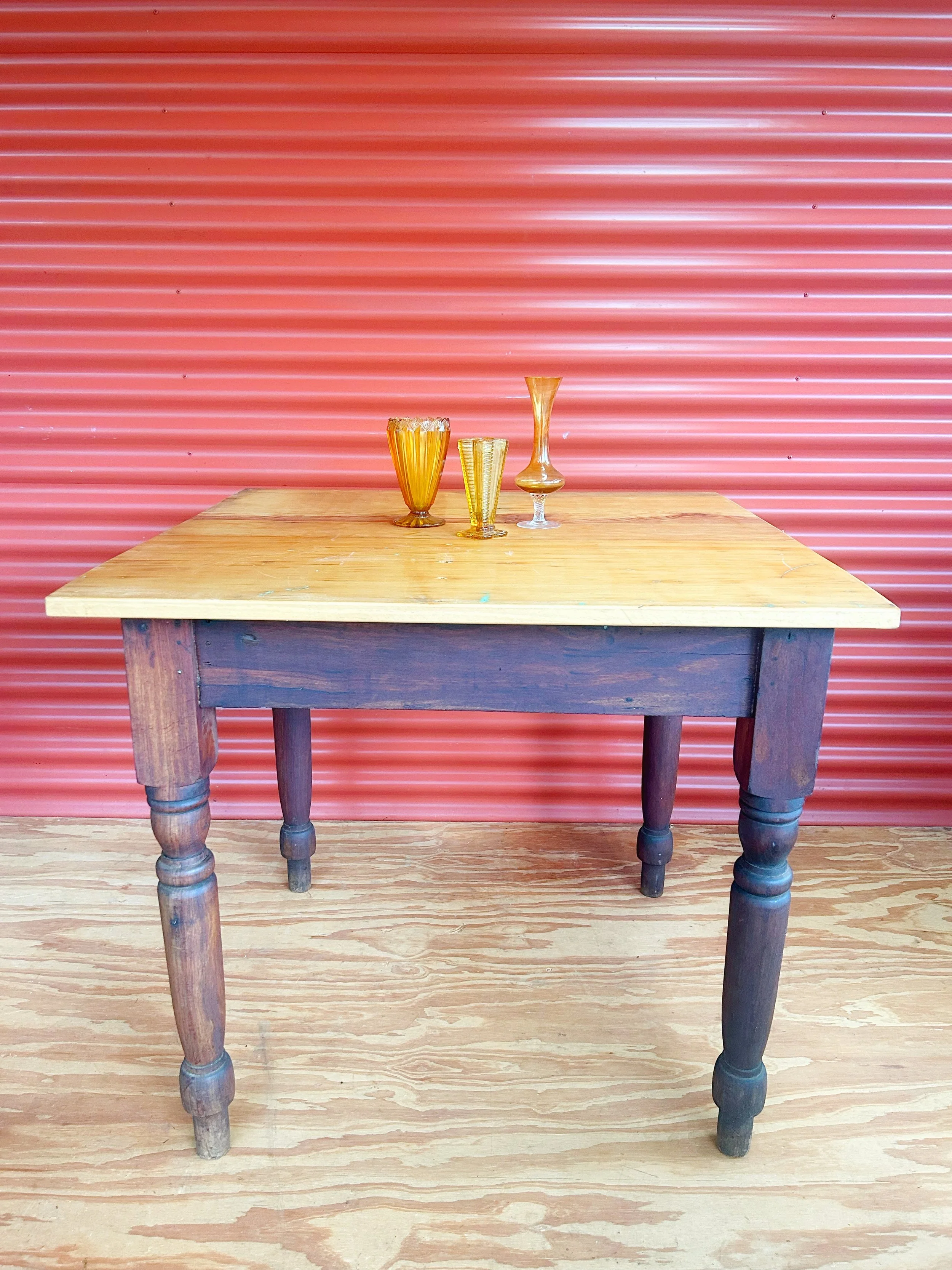 Jarrah Turned Leg Pine Top Table  
