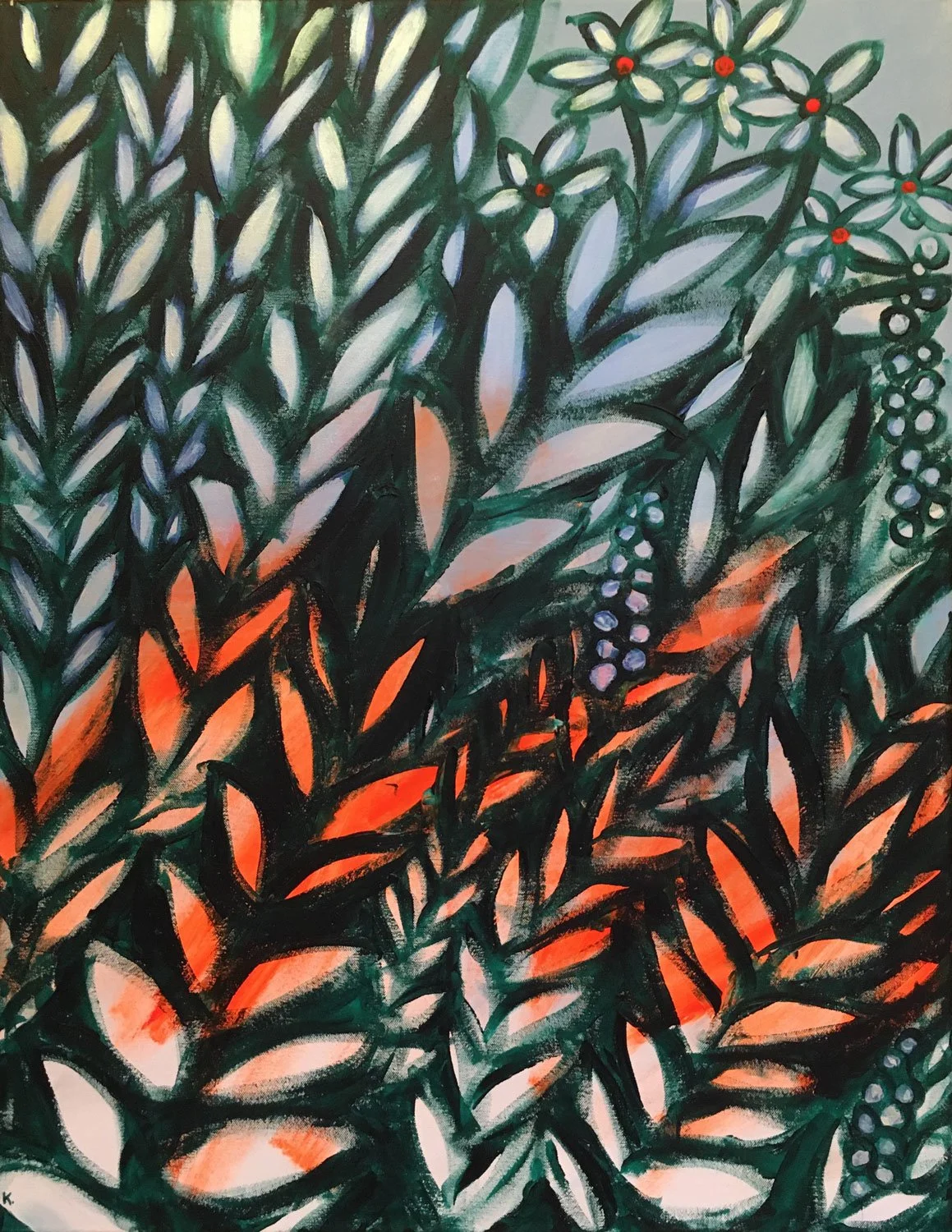 Herbstblumen, 90 x 70cm, Acryl