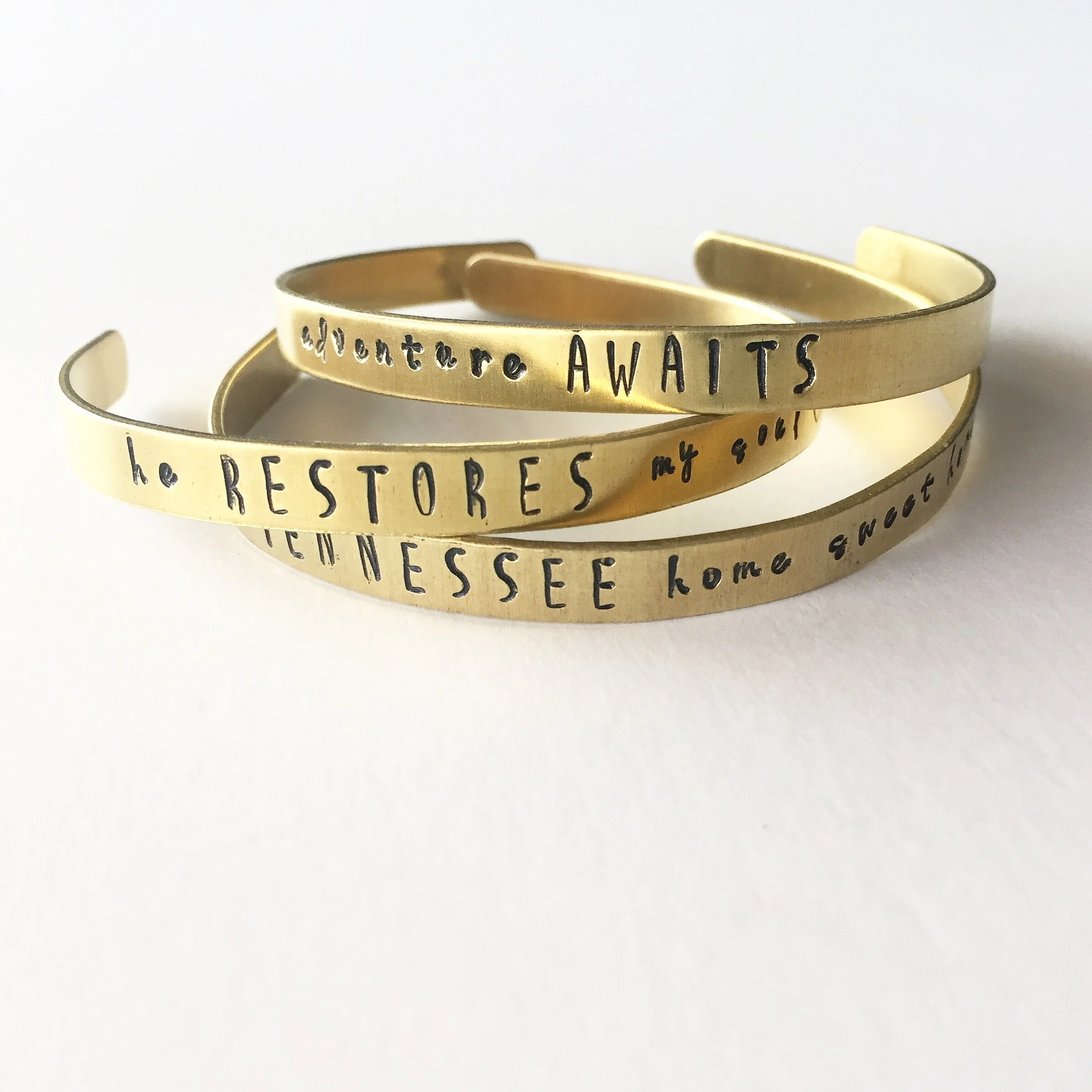 Daily Reminder Brass Cuff Bracelet