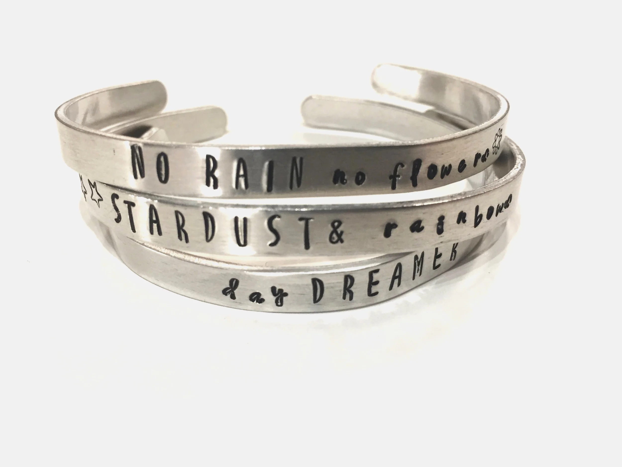 Daily Reminder Aluminum Cuff Bracelet