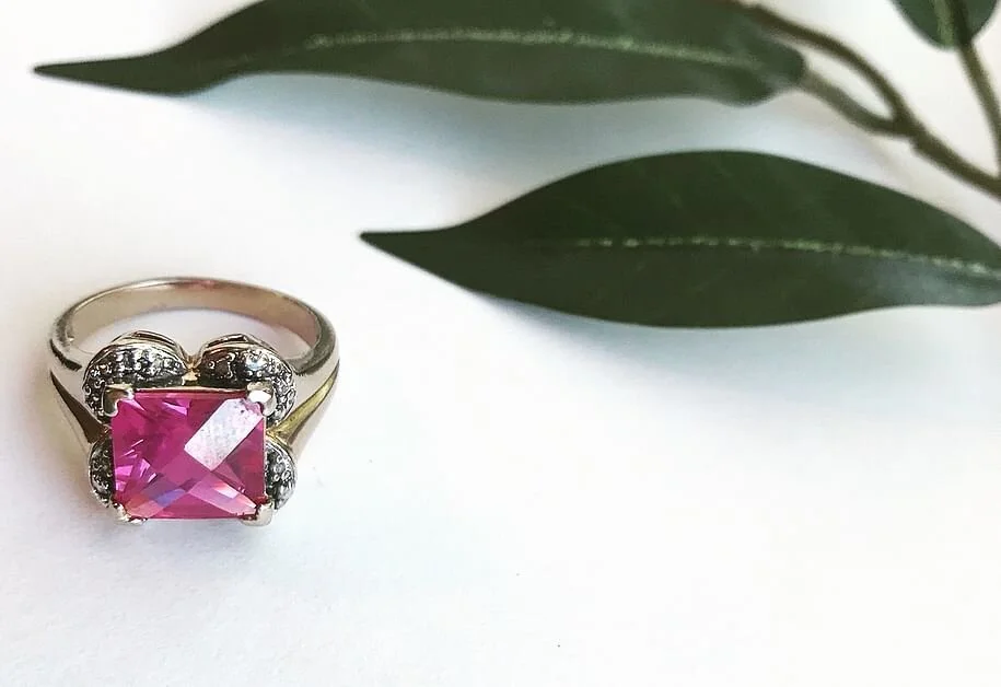 Vintage Cocktail Ring with Pink Stone