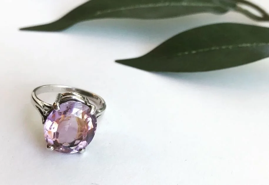 Vintage Cocktail Ring with Oval Pink Stone