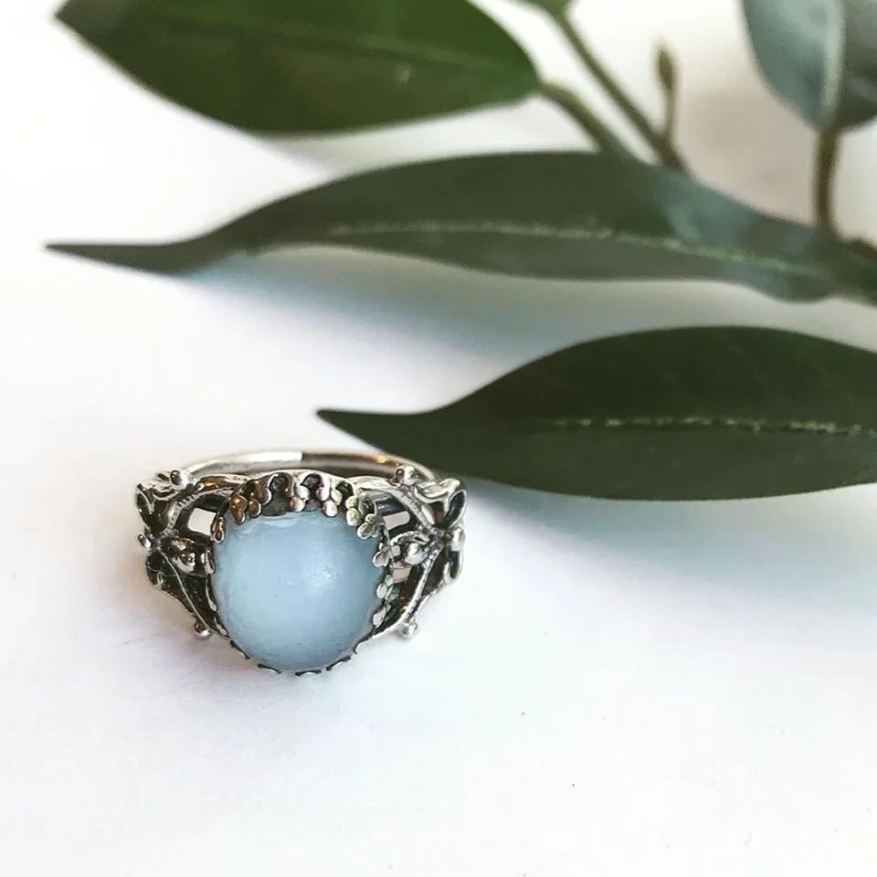 Vintage Silver Ring with Blue Stone