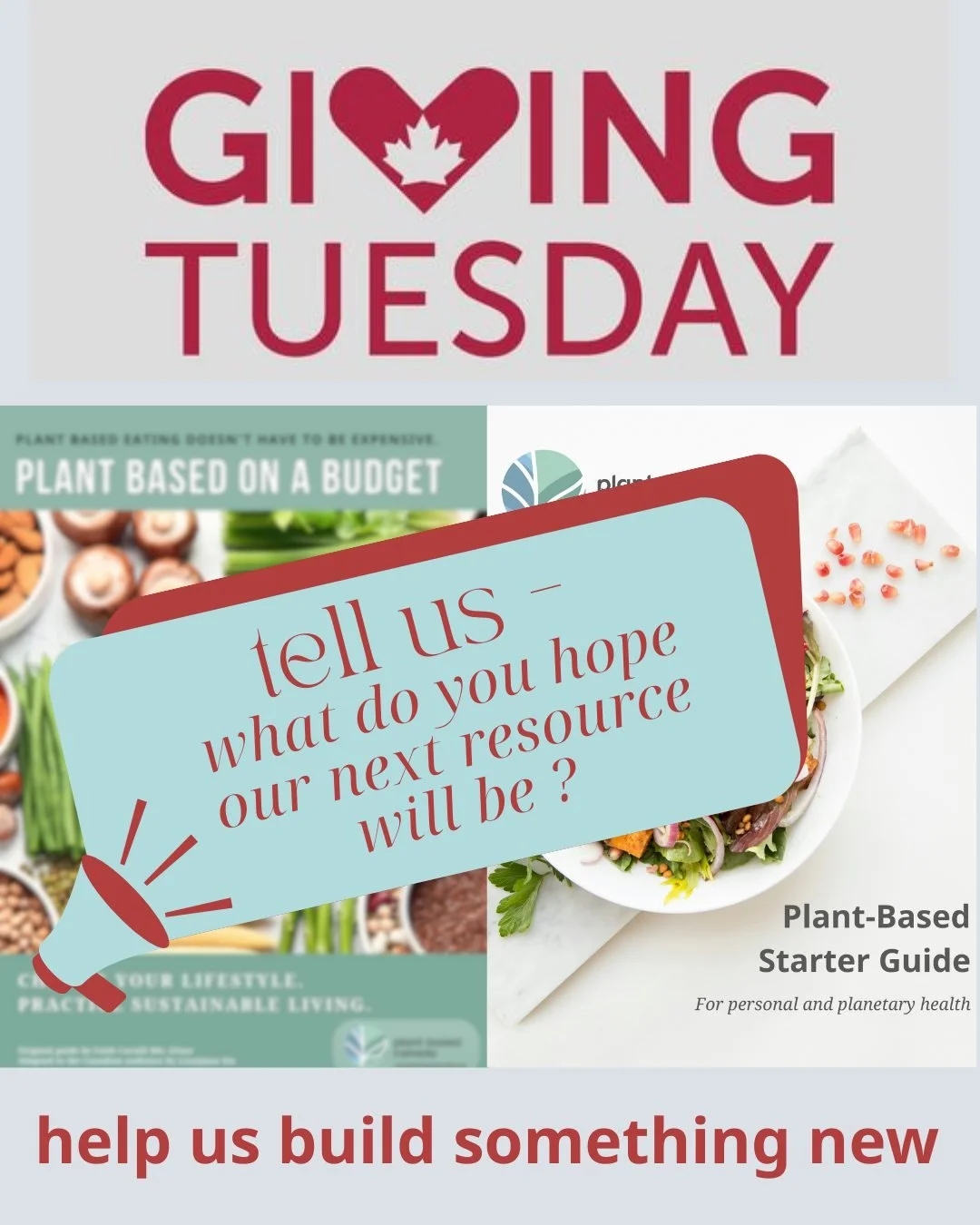It's Giving Tuesday - 
Today, we invite you to join us in creating new resources to help people move effectively and sustainably to plant-based living.
.
You can join us here: https://my.linkpod.site/pbc-giving-tuesday 
.
Tell us what topics or resou