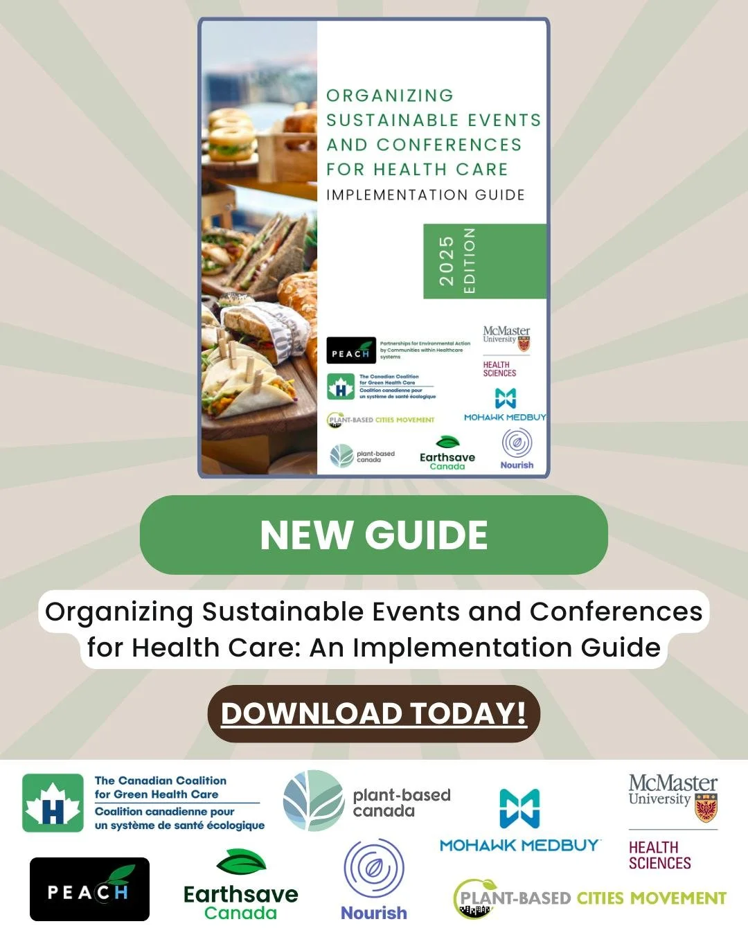 c🌱 NEW GUIDE: Sustainable Events for Health Care
.
PEACH Health Ontario has released a practical, step-by-step guide to help organizers plan greener, more inclusive events across Canada. 
.
Your holiday parties are a great time to start!
.
Inside yo