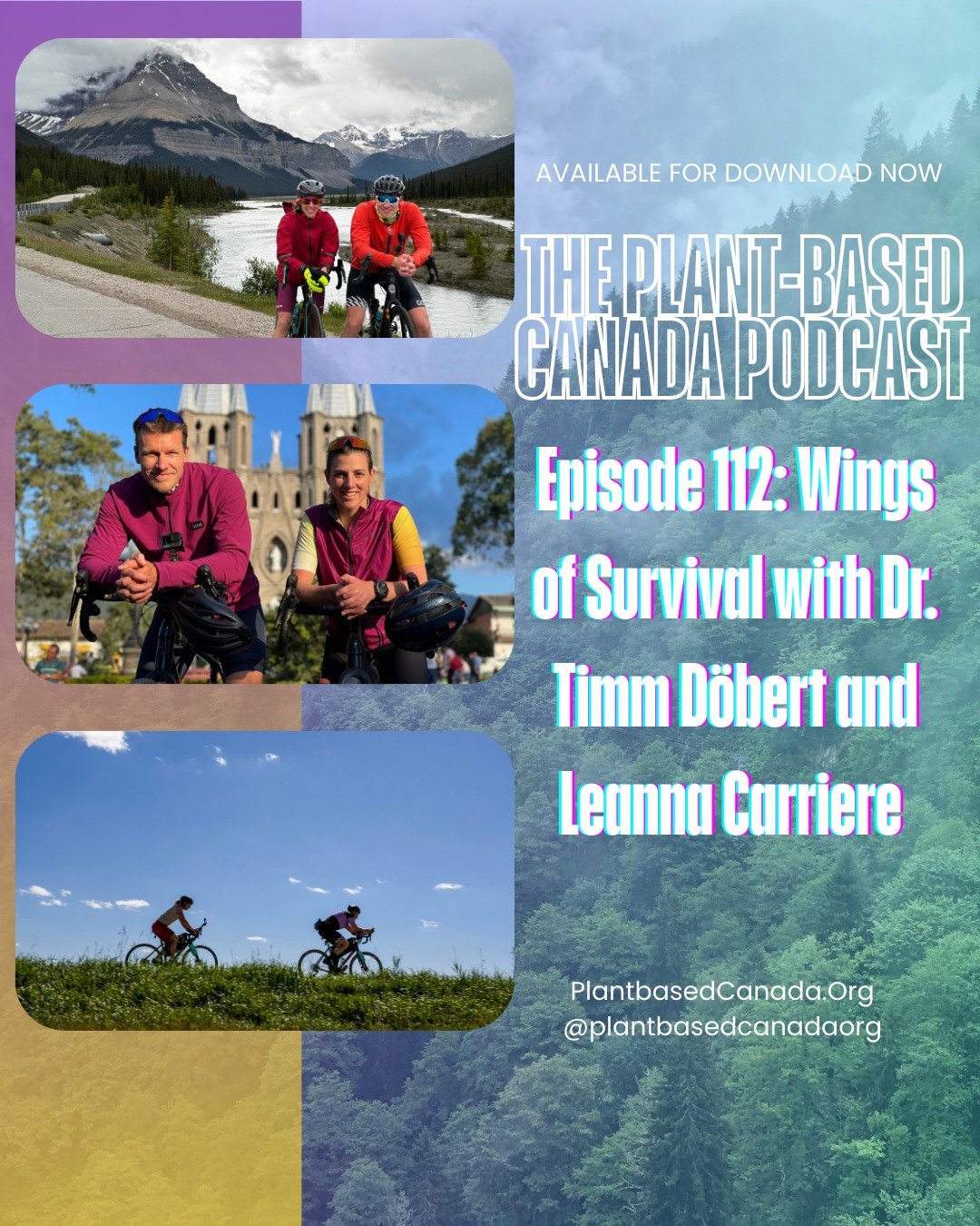 In this episode of the Plant-Based Canada podcast, we talk to an amazing duo who are putting their athletic endurance to the test for a first of its kind project they call Wings of Survival (@wingsofsurvival). A 30,000 km, 9-month cycling and pack ra