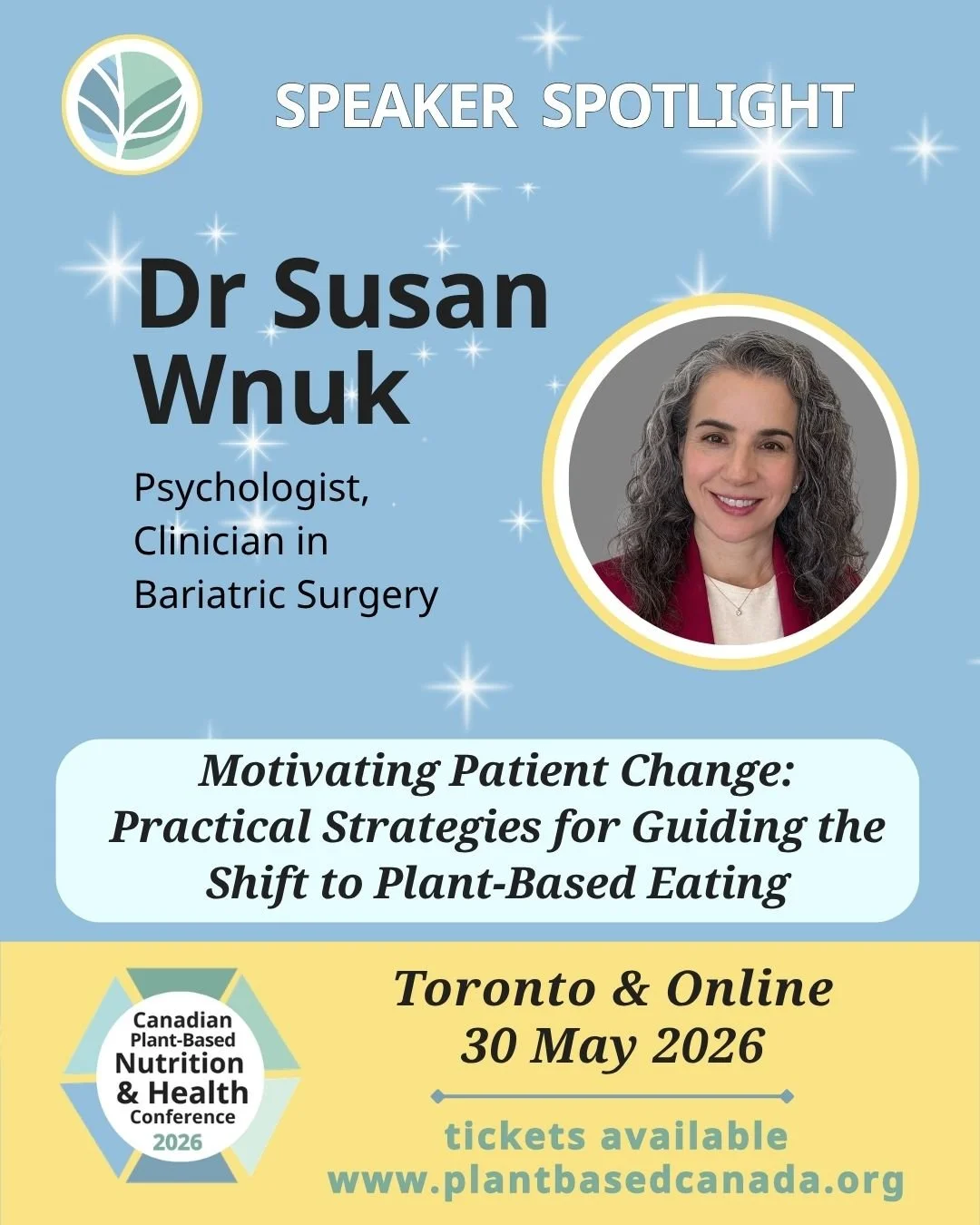 Making change can be easier when you have support. 
. 
Dr. Susan Wnuk is sharing her expertise at Motivating Patient Change: Practical Strategies for Guiding the Shift to Plant Based Eating at the Canadian Plant-Based &amp; Health Conference this yea