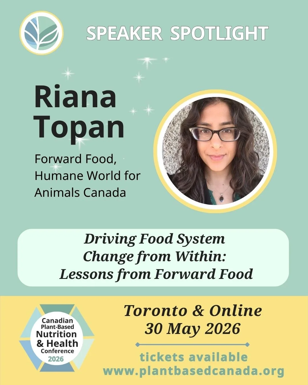 Having plant-based options readily available supports us in making these shifts positively.
.
Riana Topan will share her work and experience, &ldquo;Driving Food System Change from Within: Lessons from Forward Food,&rdquo; at the Canadian Plant-Based