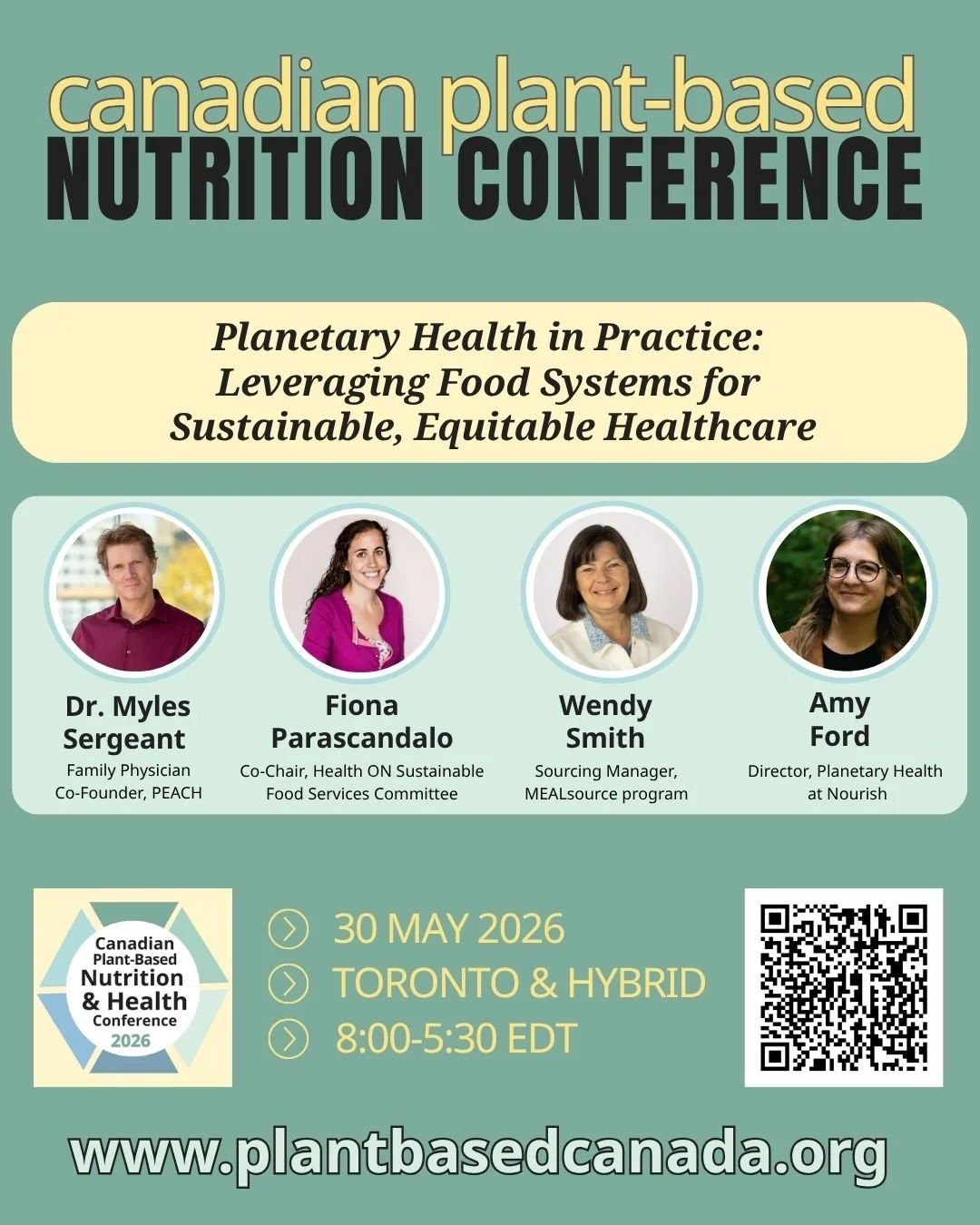We&rsquo;re excited to welcome a group of speakers to discuss &ldquo;Planetary Health in Practice: Leveraging Food Systems for Sustainable, Equitable Healthcare&rdquo; at the Canadian Plant-Based Nutrition &amp; Health Conference on May 30. 
.
This p