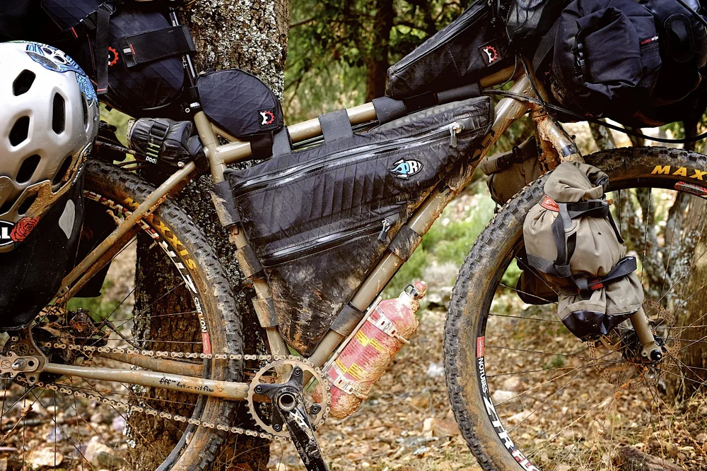 Porcelain Rocket Custom Zipped Frame Bag on my old Surly Ogre