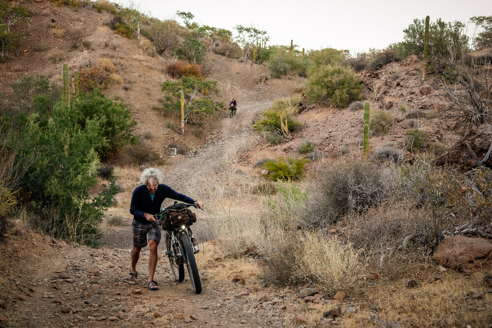 Bikepacking Baja Divide Mexico Desert Rocky Track Pushing