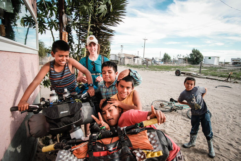 Bikepacking Baja Divide Mexico Desert Coastline El Datil Children