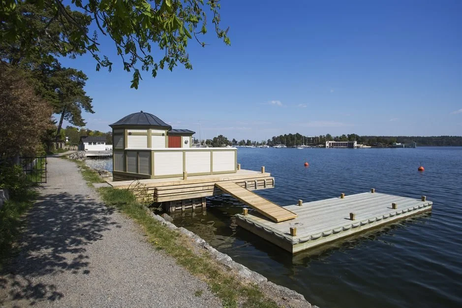 Sauna building by the water