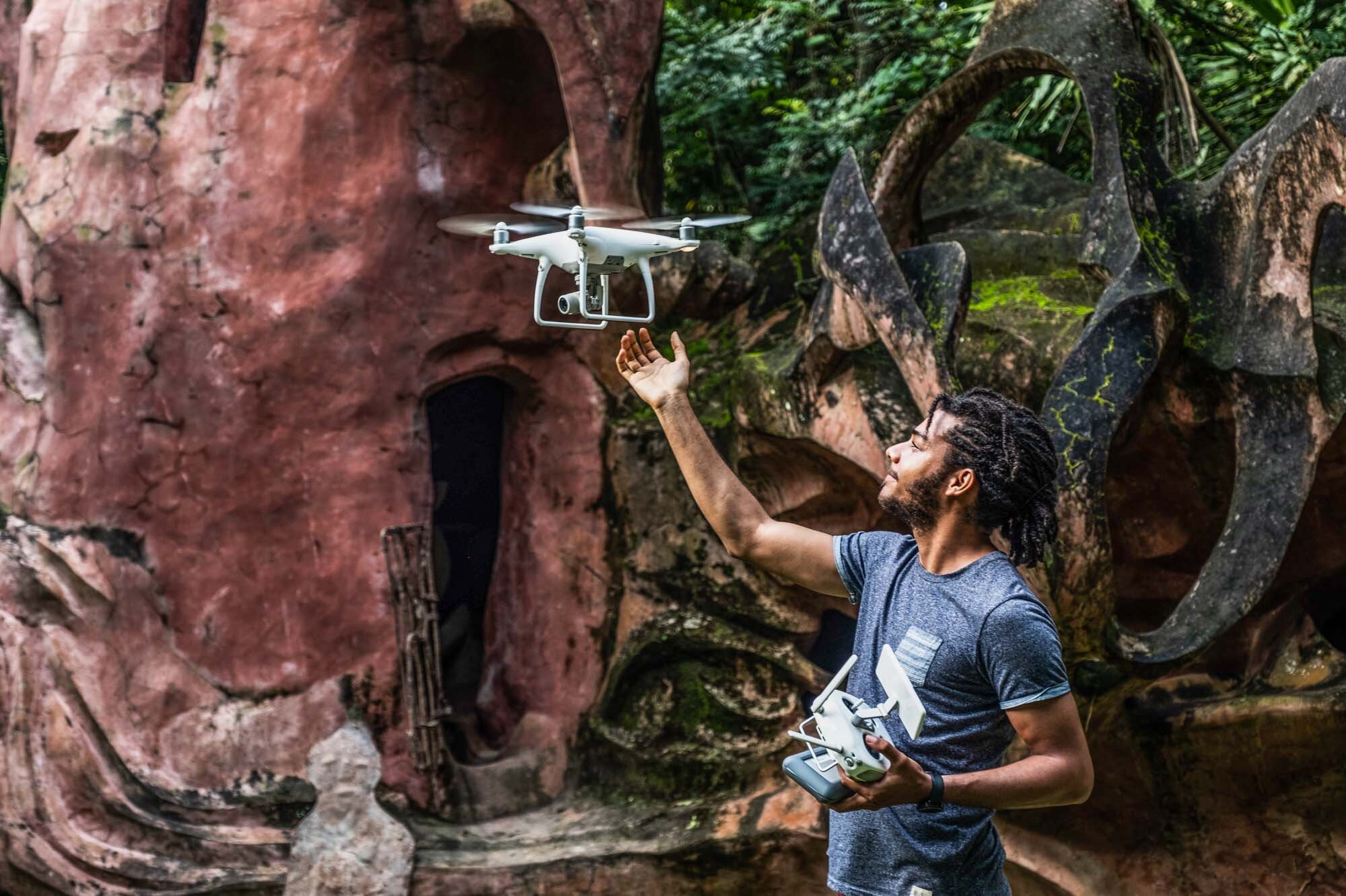  For this project drones, laser scanners and DSLR cameras were used to document three shrines at the site.  