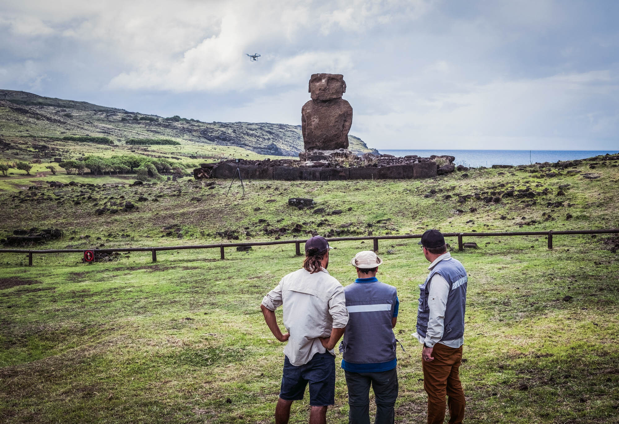  Using drones to document Ahu Ature Huki, one of the first moai to be raised in the late 1950’s. 
