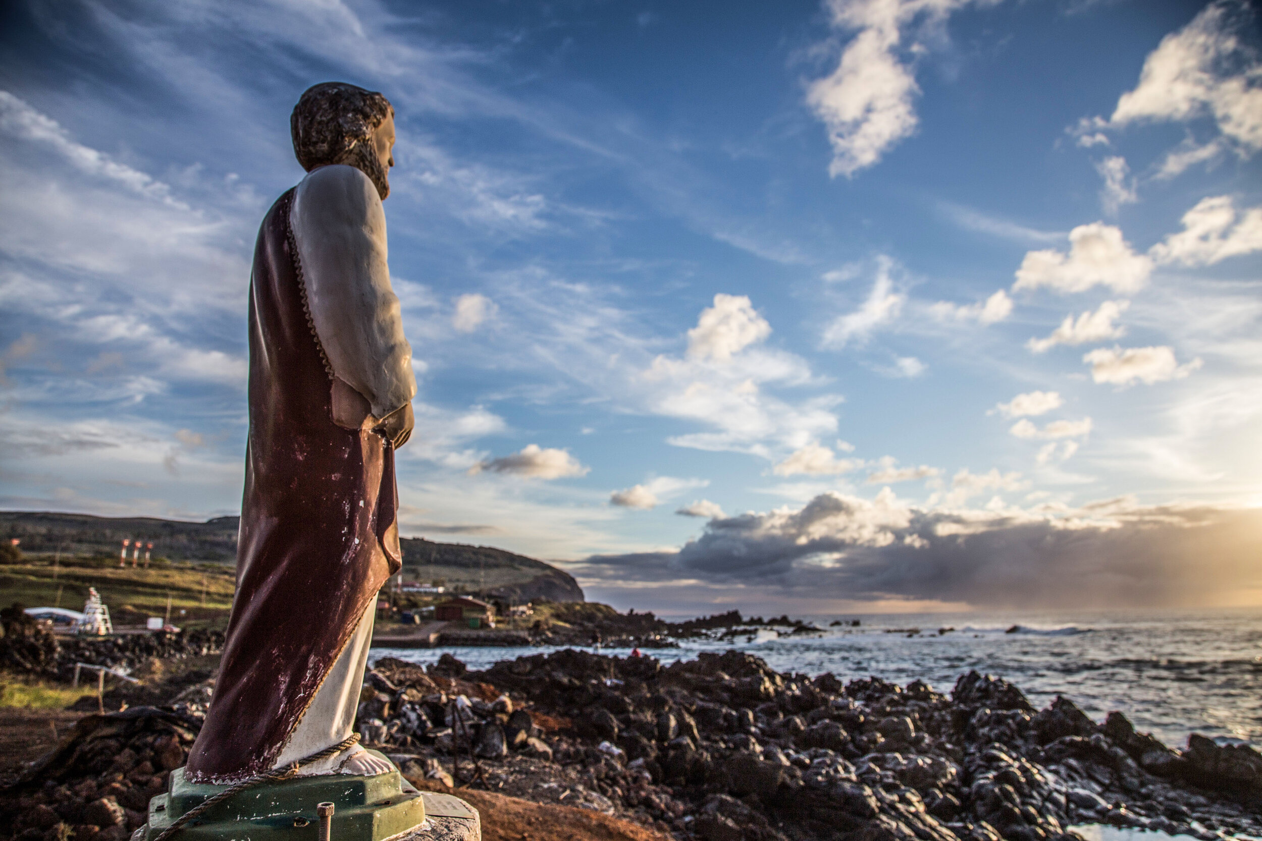  Saint figure at the beach near Hanga Roa, the only settlement on the island 