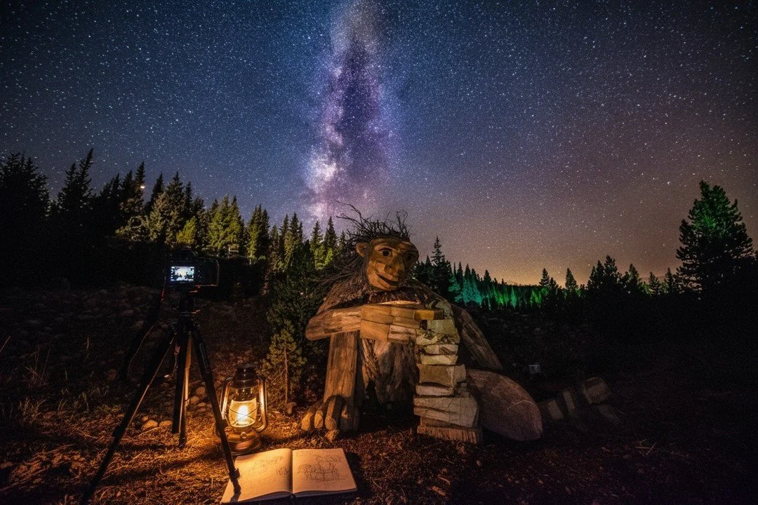 Ever wondered what goes into a midnight masterpiece?

Last week, I found myself deep in the pines, lantern glowing, sketchbook open, camera dialed in&mdash;chasing the perfect shot of a wooden troll beneath the Milky Way. There&rsquo;s something wild