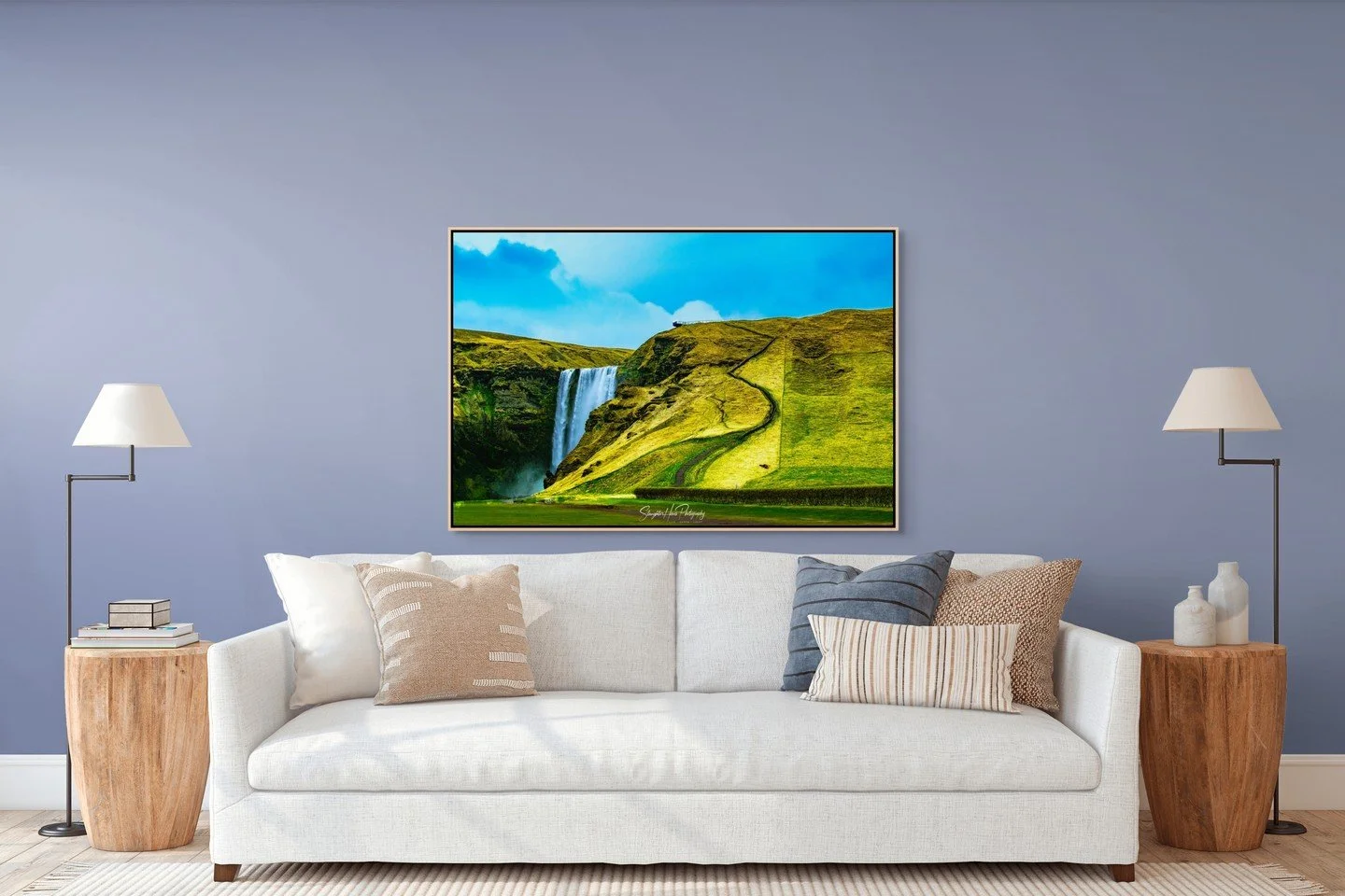 Add a touch of adventure to your decor with 'Ascend to Sk&ouml;gafoss.' This 32x48 canvas brings Iceland&rsquo;s wild beauty right into your home. If you&rsquo;re looking for a statement piece or want to chat about custom sizes, just reach out!