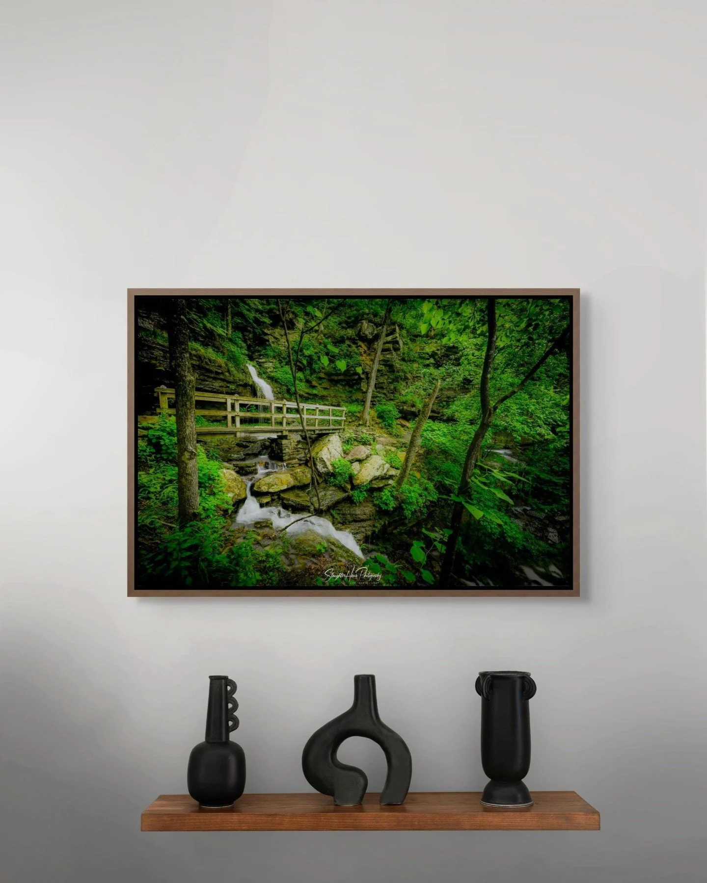 Looking for a peaceful escape? 'Bridge Over the Twin' is a 20x30 canvas that brings the calm of the outdoors right into your home. Perfect for nature lovers or anyone who wants a little green in their space! DM for details or sizing options.