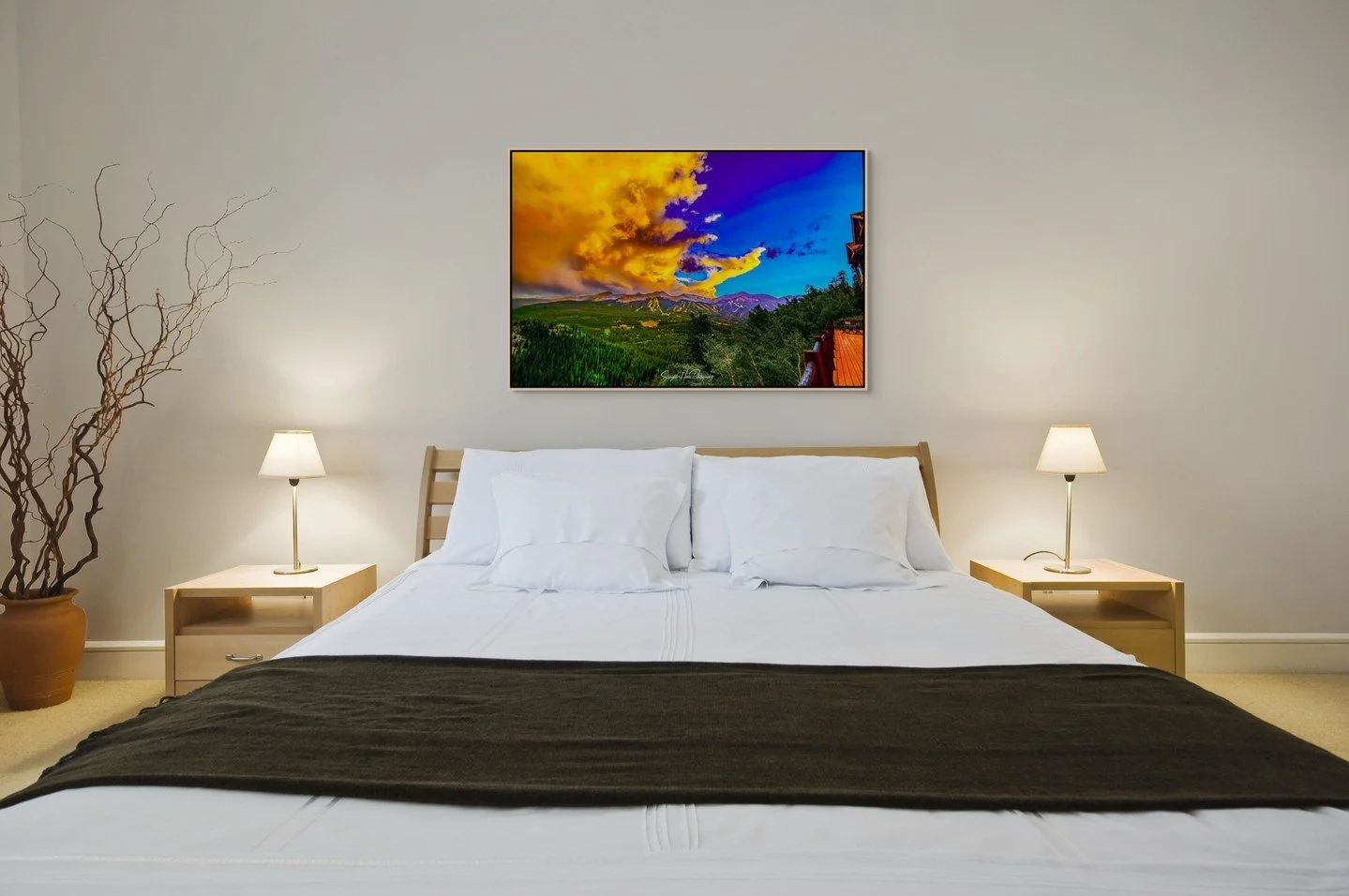 Turn your wall into a showstopper with 'Phoenix Rising in the Rockies' (32x48 shown). This bold canvas is available in multiple sizes and materials, with easy payment options through Shopify. Want to see more or have a custom request? Reach out any t