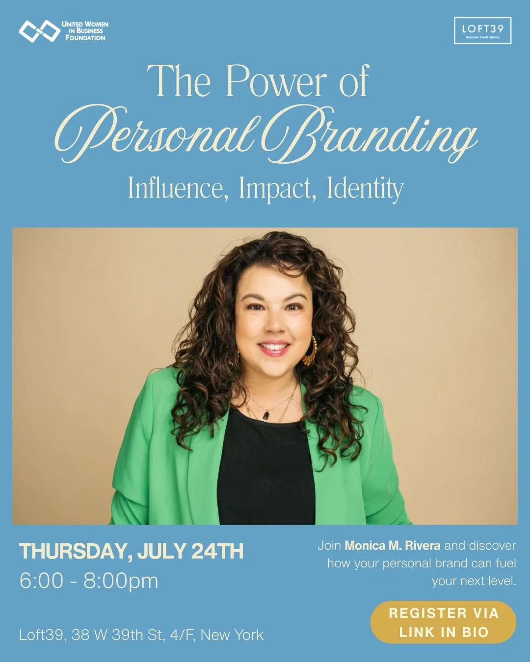 In today&rsquo;s competitive landscape, a strong personal brand can be the key to opening doors, building trust, and standing out in a sea of resumes, businesses, and voices.⁠
⁠
✨ Join Monica M. Rivera (@youwannadowhat) for an evening that will chang