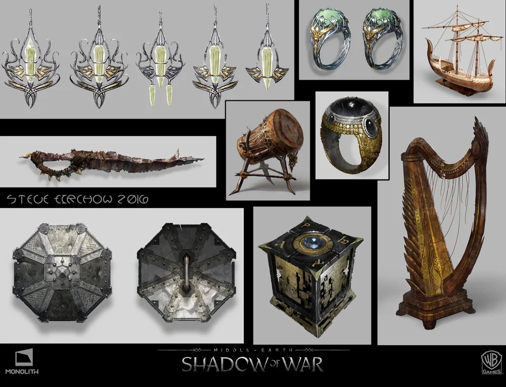 Prop designs for video game, Shadow of War.
