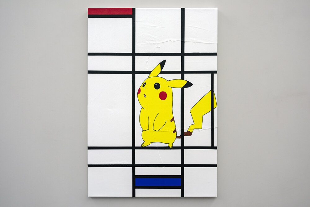 Composition - White, Red, Pikachu, and Blue 2018 Acrlic on canvas 95x65cm MICHAEL PYBUS.jpg