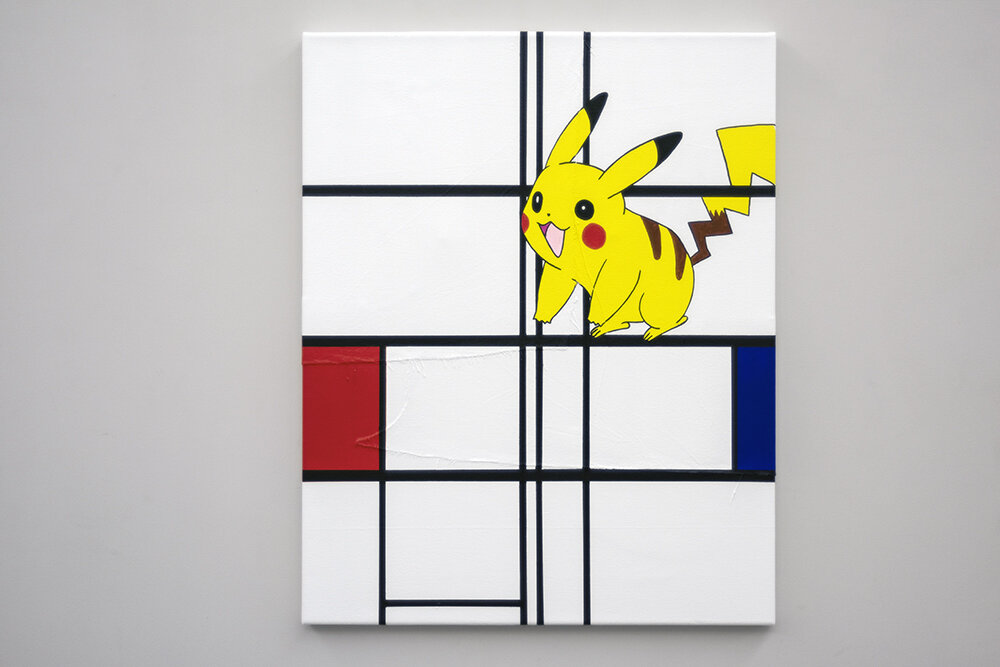 Composition with White, Red, Blue, and Pikachu 2018 Acrylic on canvas 75x60cm MICHAEL PYBUS.jpg