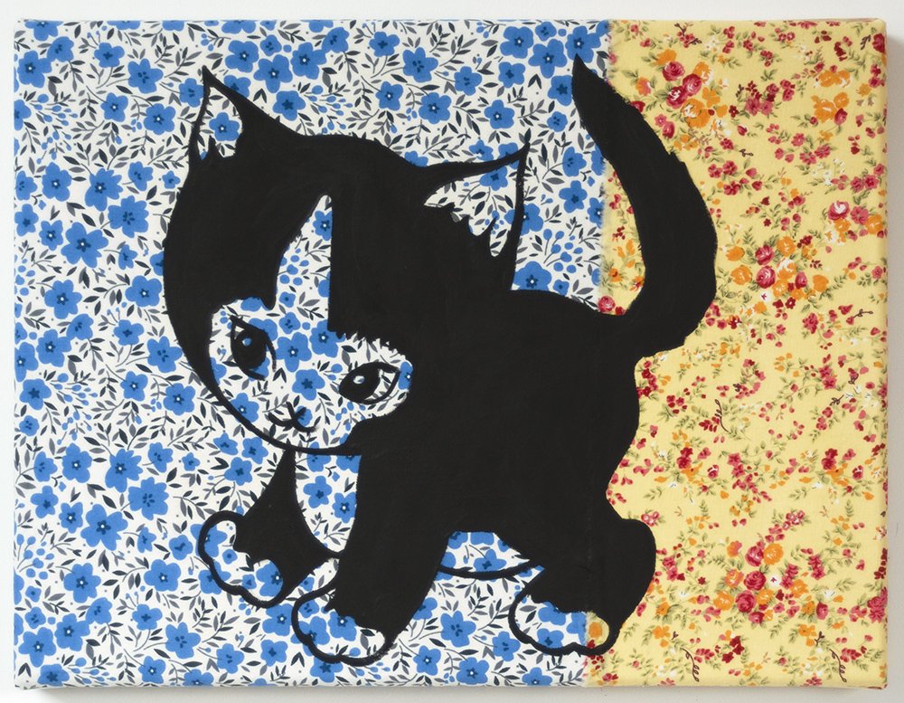 Kitty (1) 2023 Flashe and fabric on canvas 30x40cm MICHAEL PYBUS.jpg