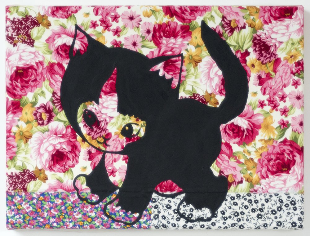 Kitty (2) 2023 Flashe and fabric on canvas 30x40cm MICHAEL PYBUS.jpg
