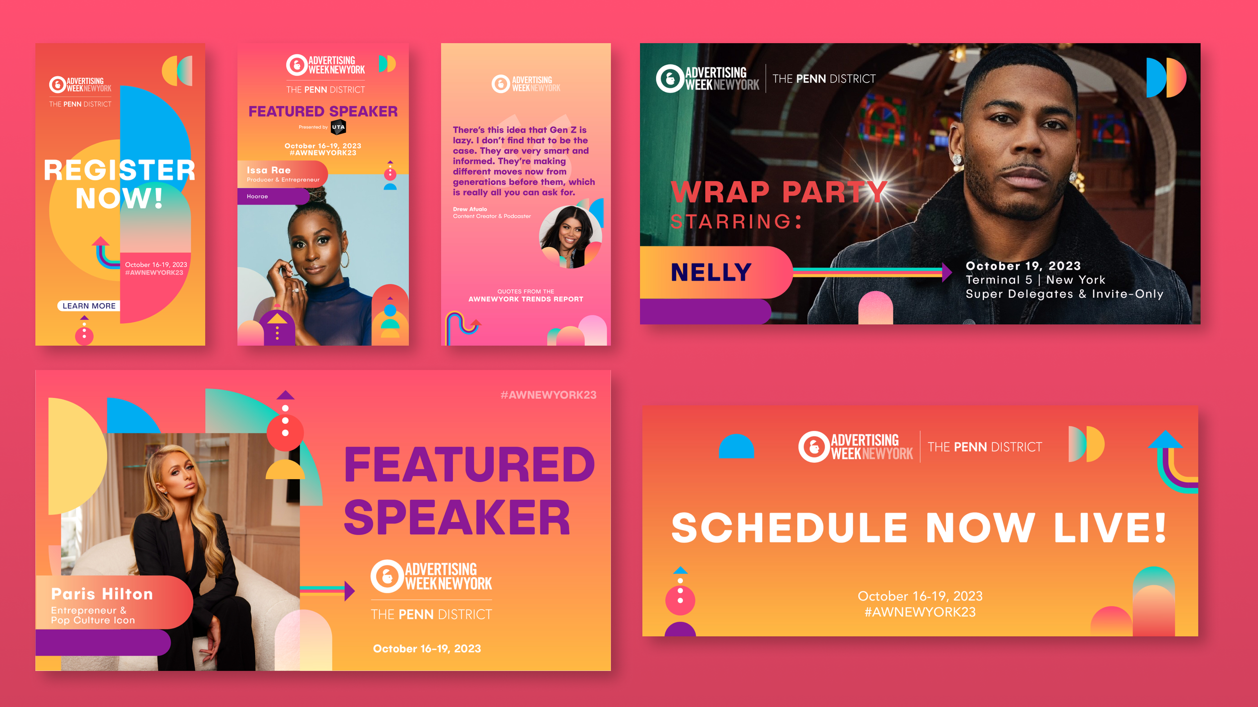 Assets for various AWNewYork 2023 Marketing Campaigns