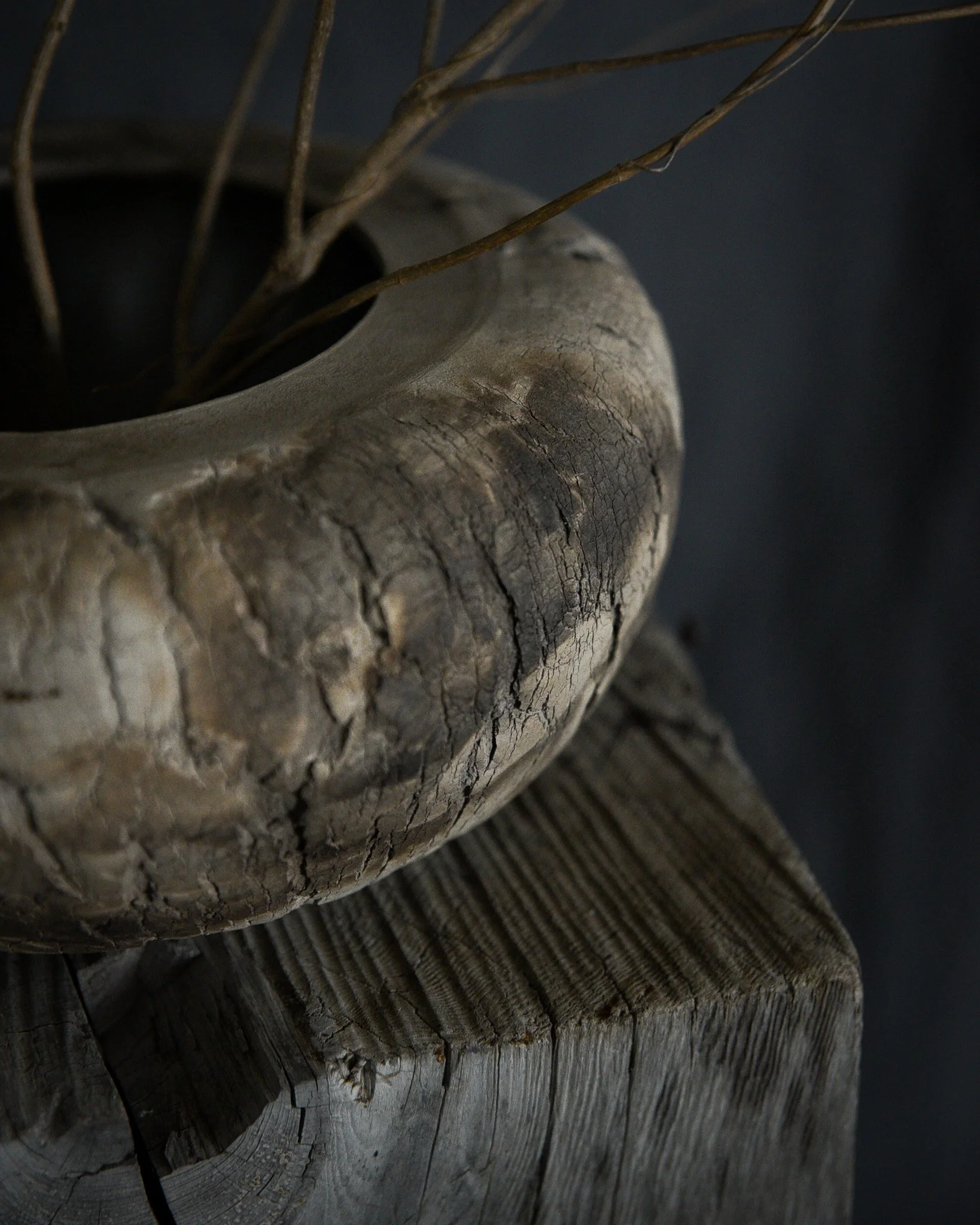 One-of-a-kind handmade ceramic vessel, contemporary wabi sabi with organic form and surface variation pit fired