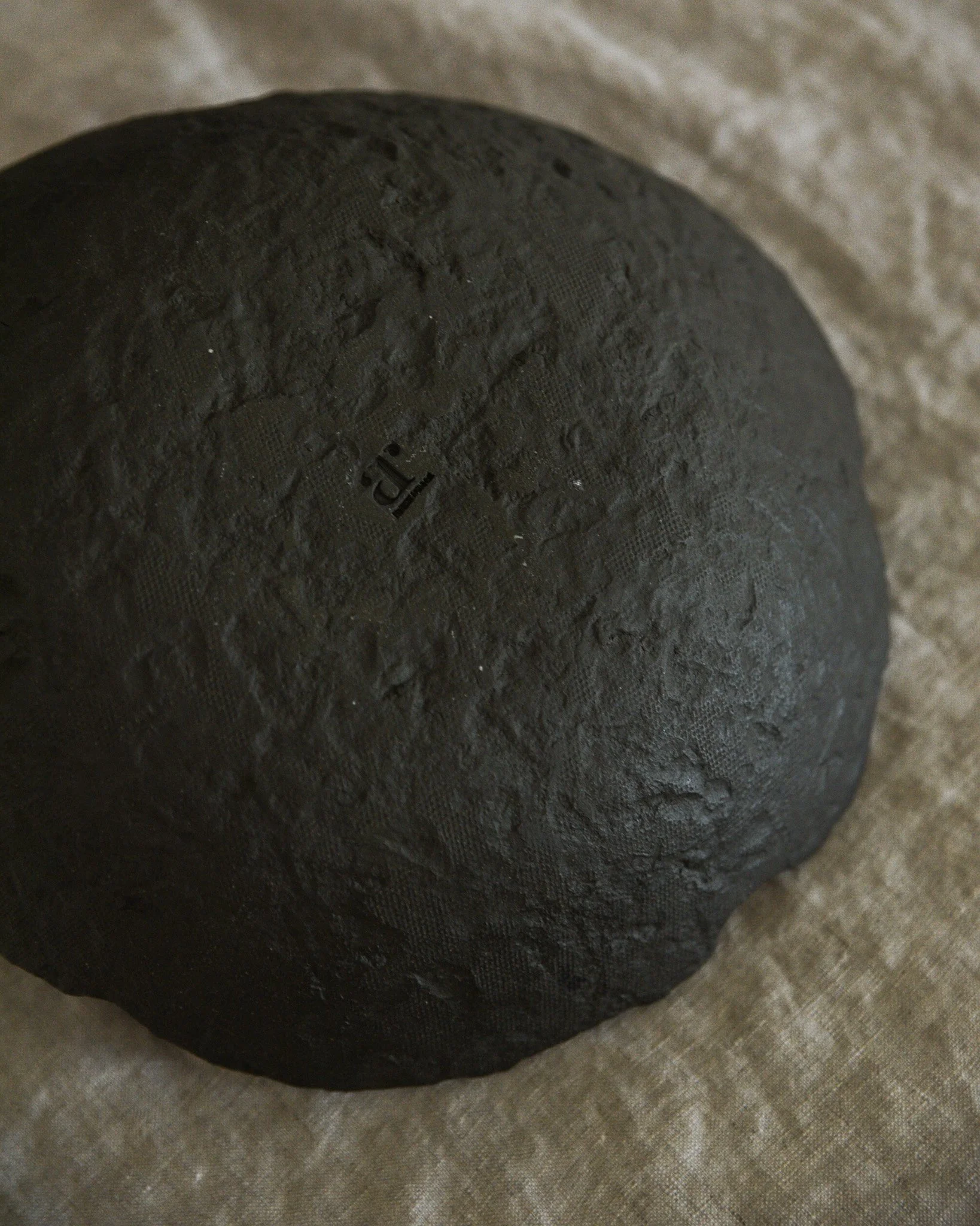 One-of-a-kind handmade ceramic vessel, contemporary wabi sabi with organic form and textured surface variation black bronze dish