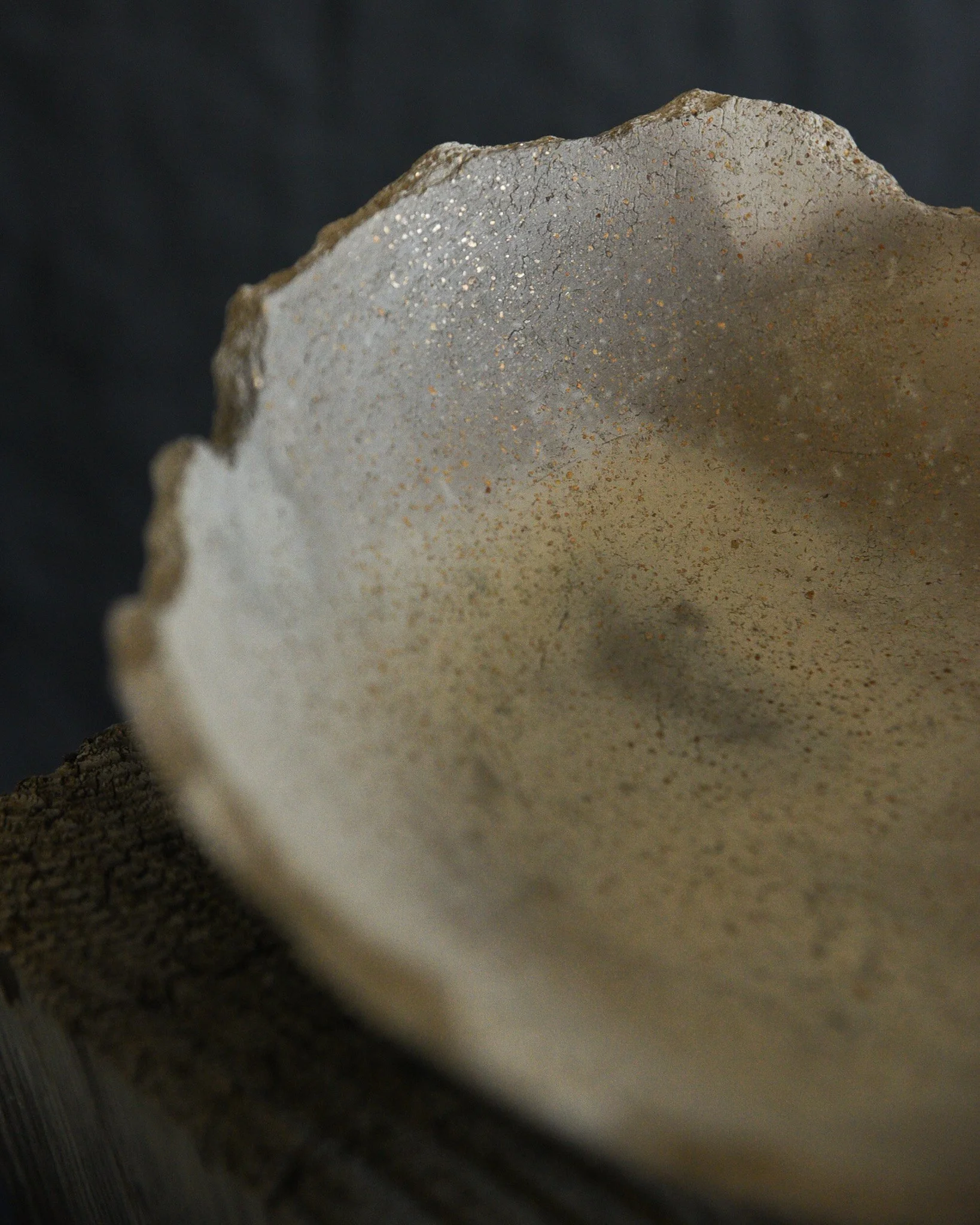 One-of-a-kind handmade ceramic vessel, contemporary wabi sabi with organic form and textured surface variation pit fired