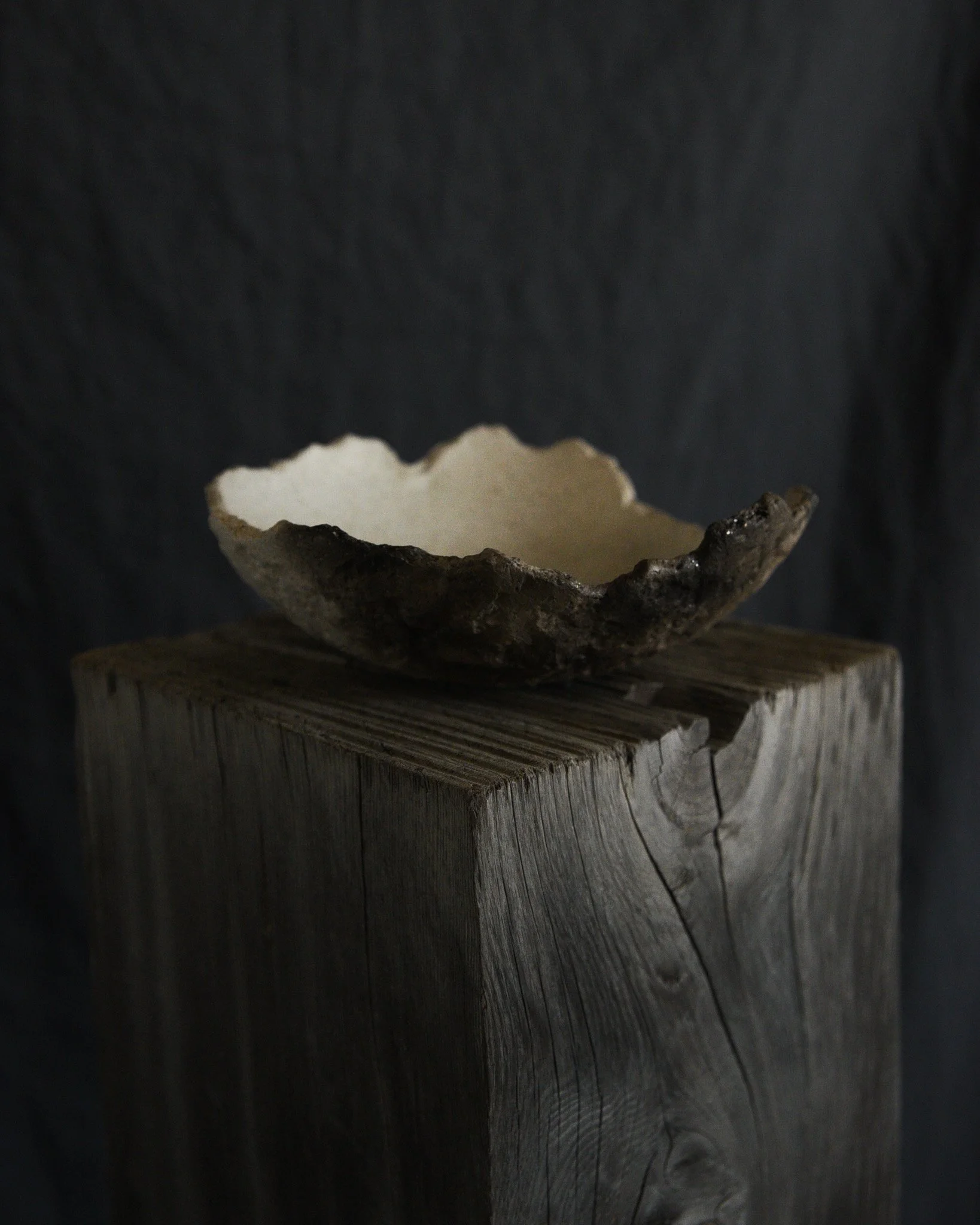 One-of-a-kind handmade ceramic vessel, contemporary wabi sabi with organic form and textured surface variation pit fired