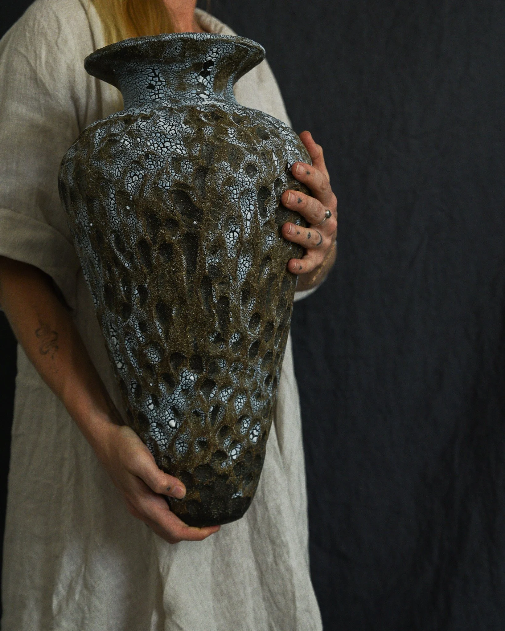 One-of-a-kind handmade ceramic vessel, contemporary wabi sabi with organic form and surface variation