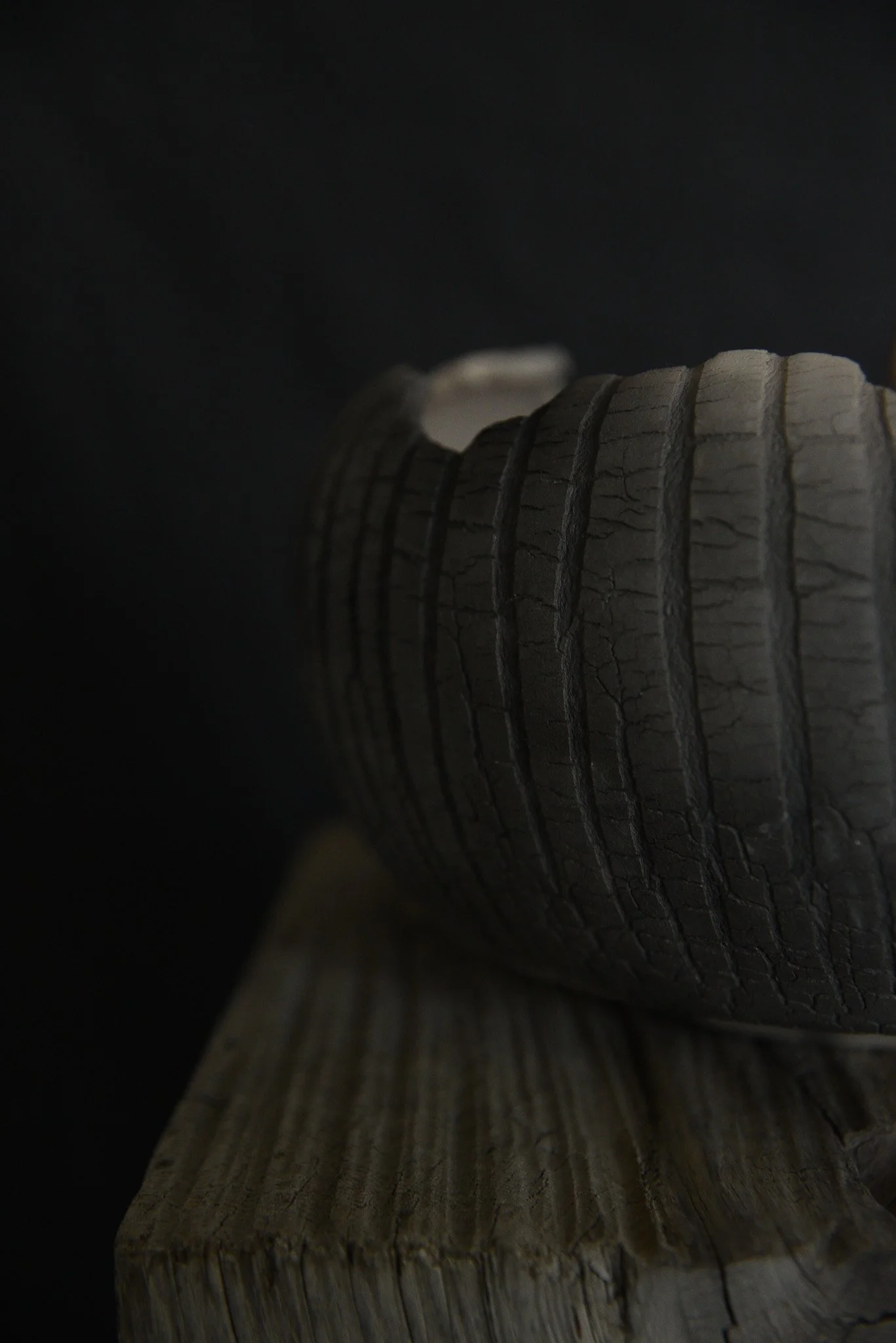 One-of-a-kind handmade ceramic vessel, contemporary wabi sabi with organic form and textured surface variation pit fired sodium silicate
