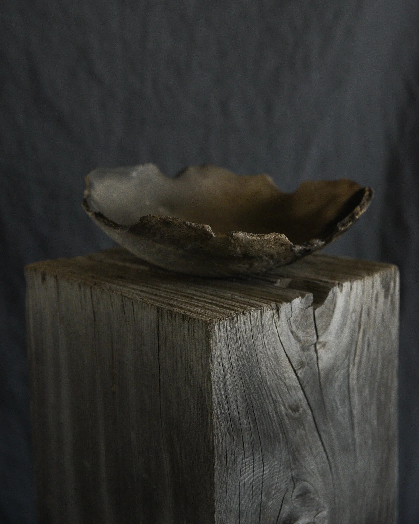 One-of-a-kind handmade ceramic vessel, contemporary wabi sabi with organic form and textured surface variation pit fired