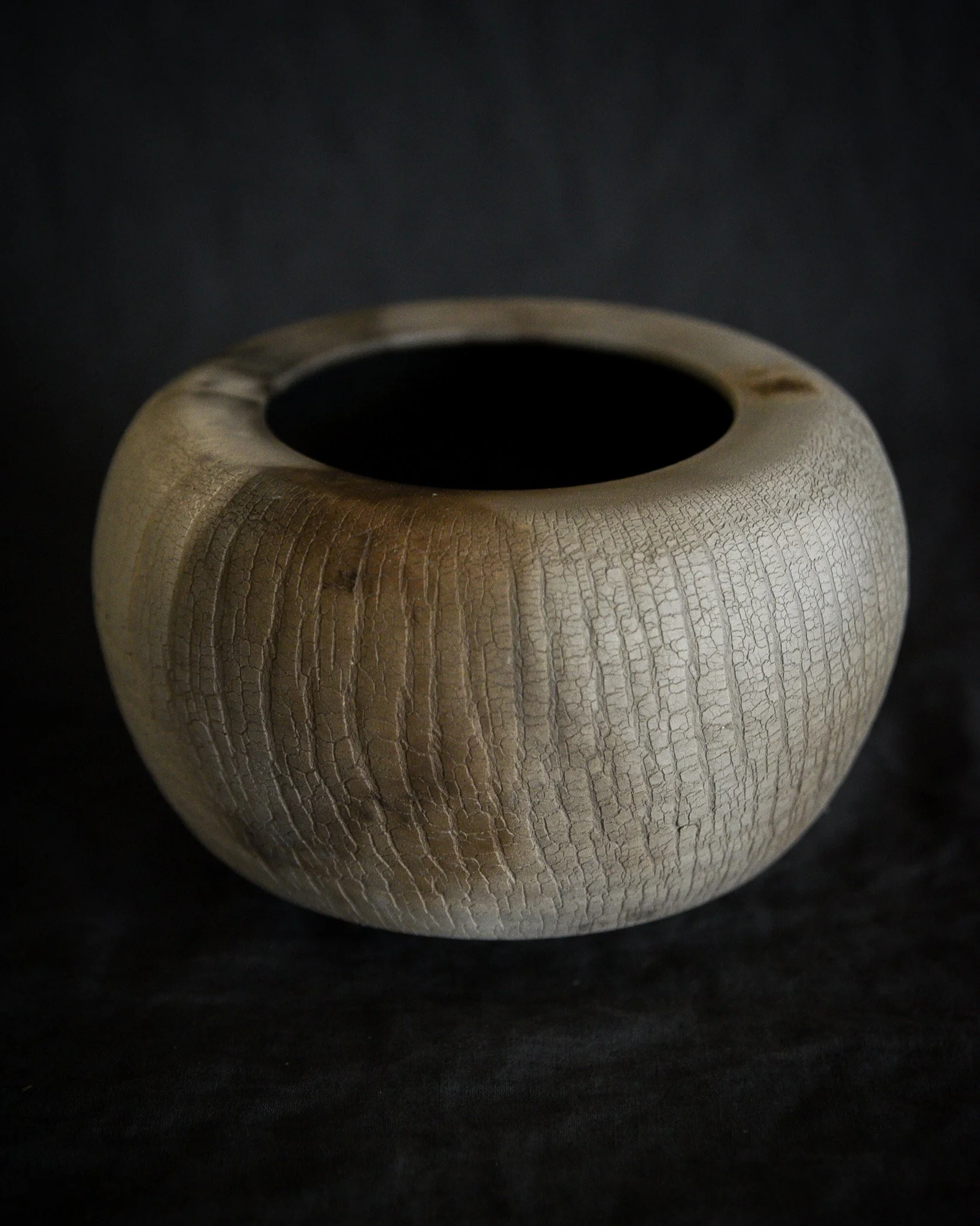 One-of-a-kind handmade ceramic vessel, contemporary wabi sabi with organic form and surface variation pit fired sodium silicate