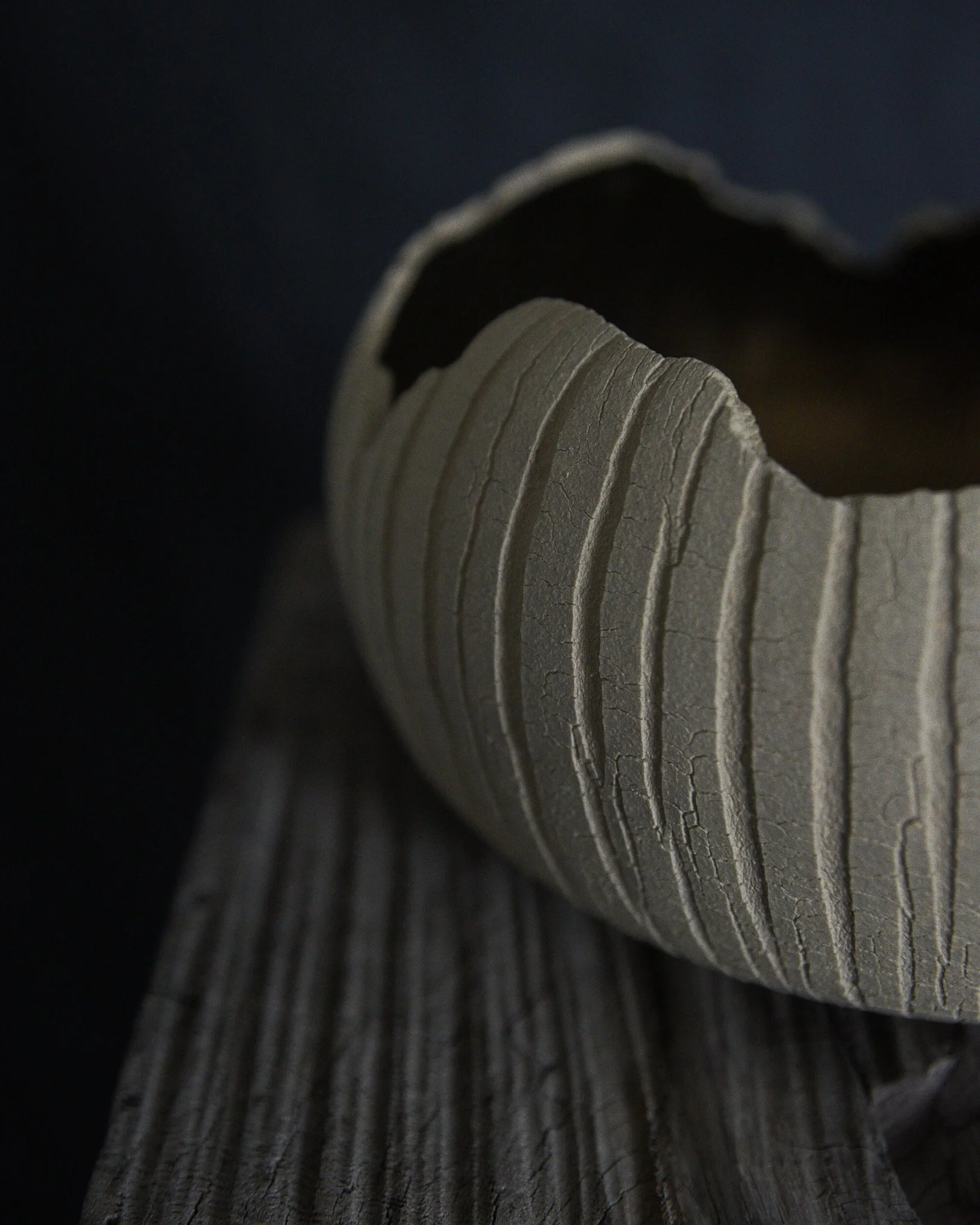 One-of-a-kind handmade ceramic vessel, contemporary wabi sabi with organic form and textured surface variation sodium silicate