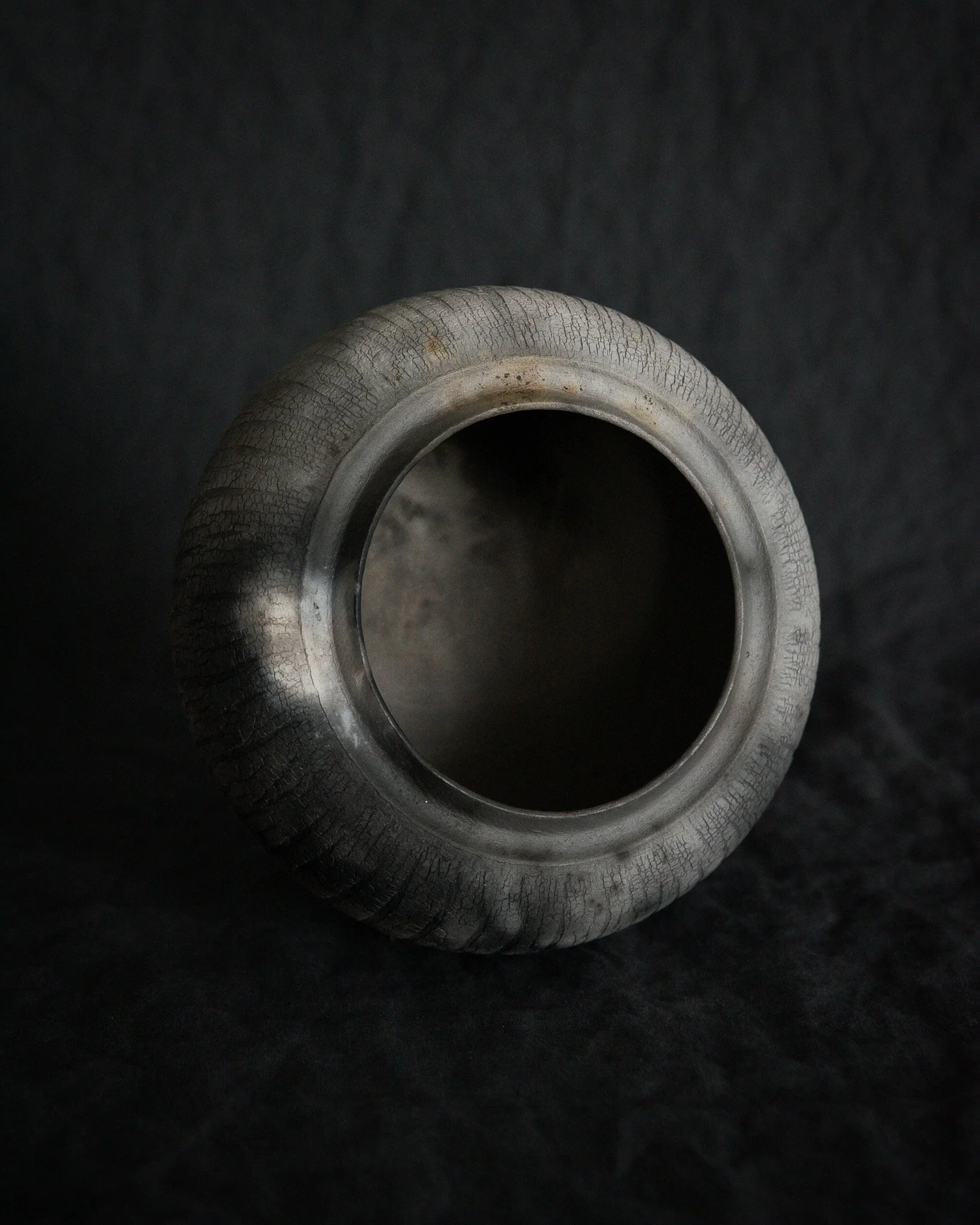 One-of-a-kind handmade ceramic vessel, contemporary wabi sabi with organic form and surface variation pit fired