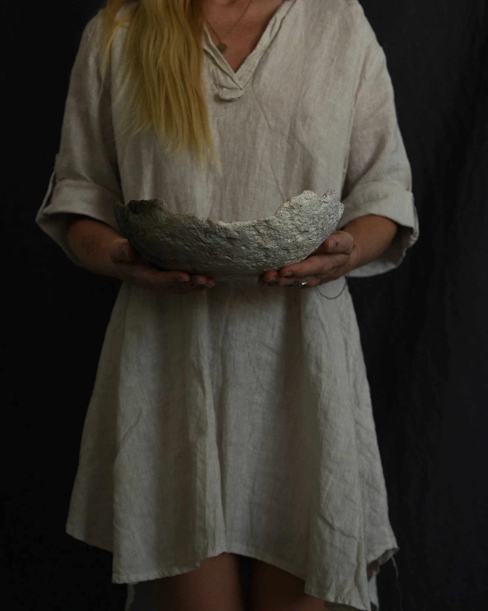 One-of-a-kind handmade ceramic vessel, contemporary wabi sabi with organic form and textured surface variation pit fired