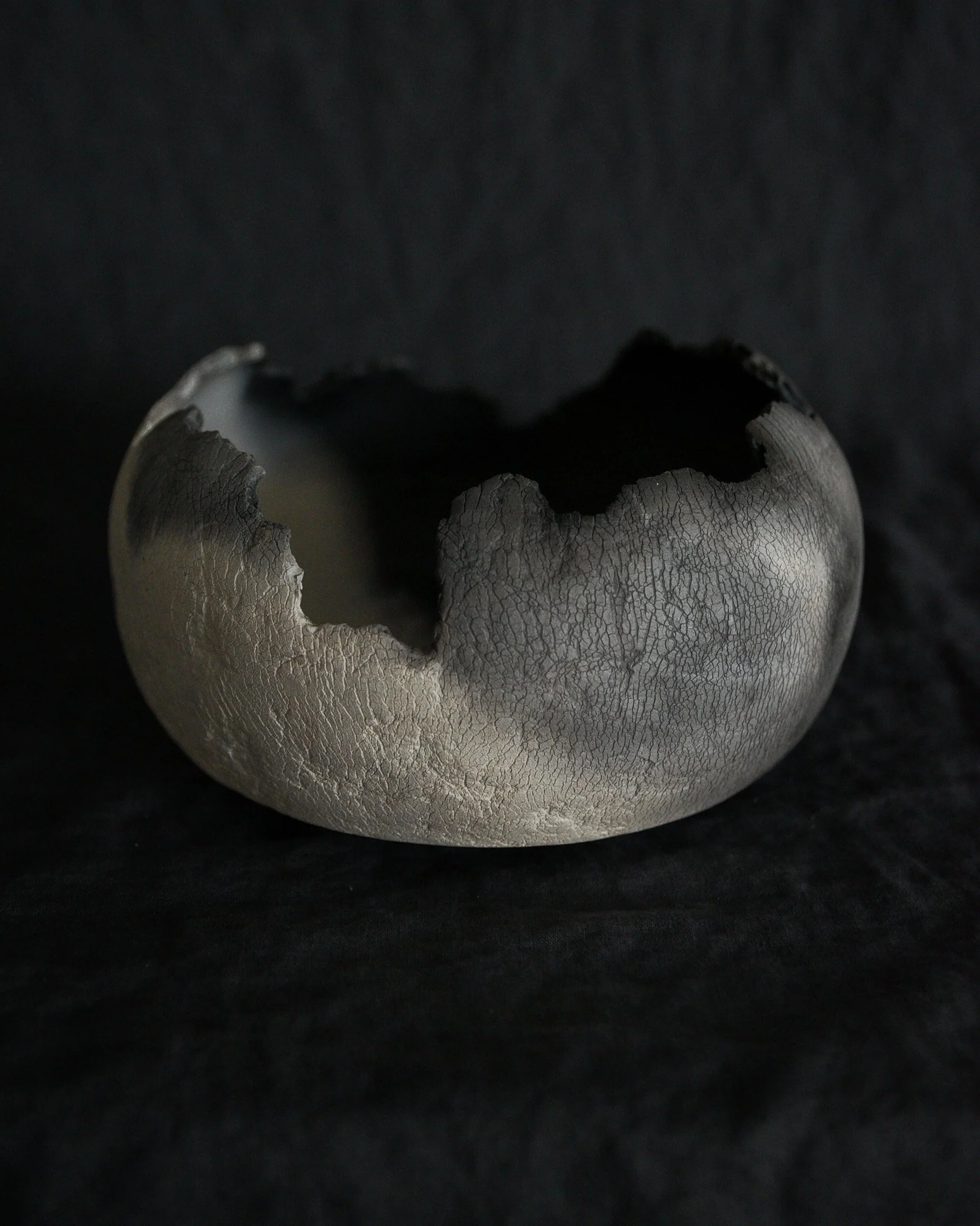 One-of-a-kind handmade ceramic vessel, contemporary wabi sabi with organic form and textured surface variation pit fired sodium silicate