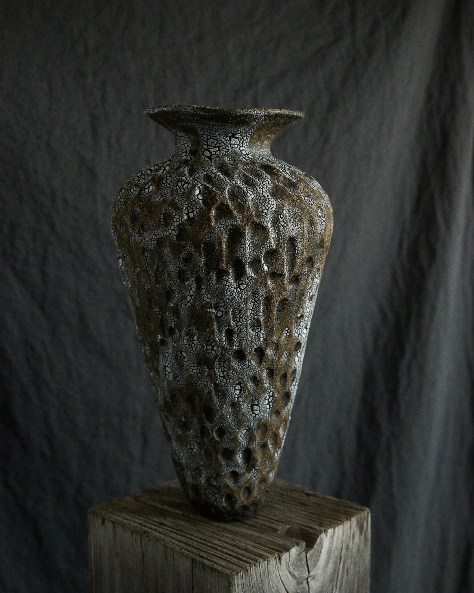 One-of-a-kind handmade ceramic vessel, contemporary wabi sabi with organic form and surface variation