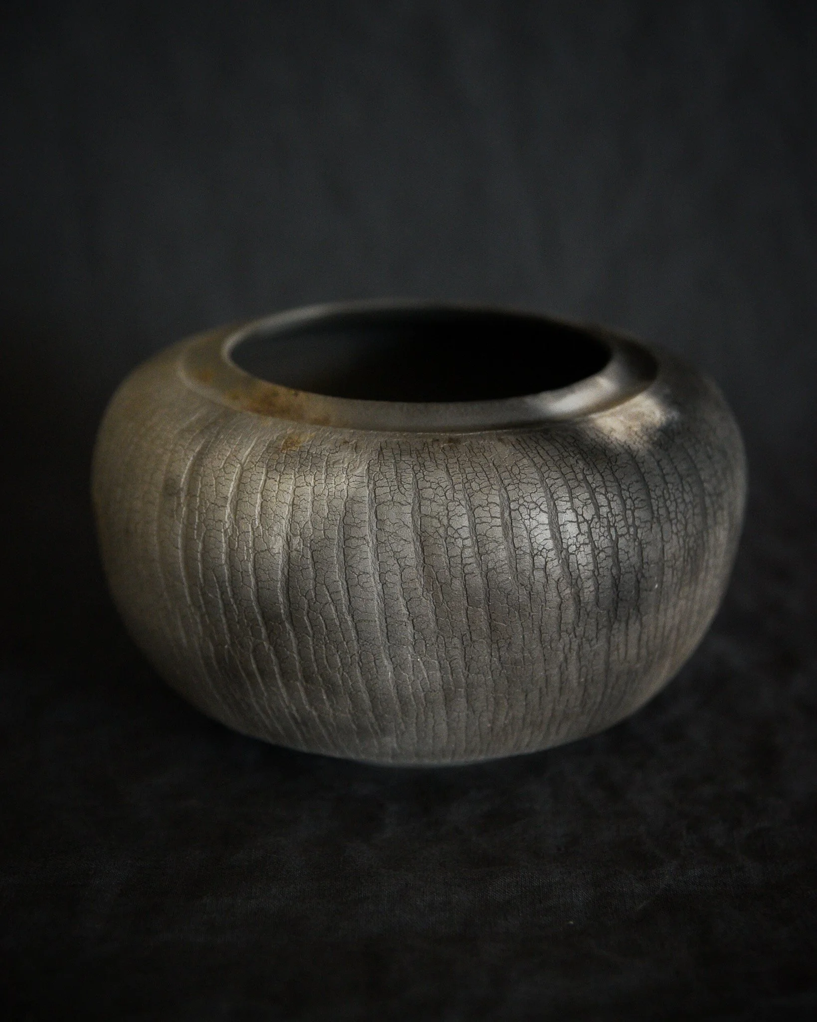 One-of-a-kind handmade ceramic vessel, contemporary wabi sabi with organic form and surface variation pit fired