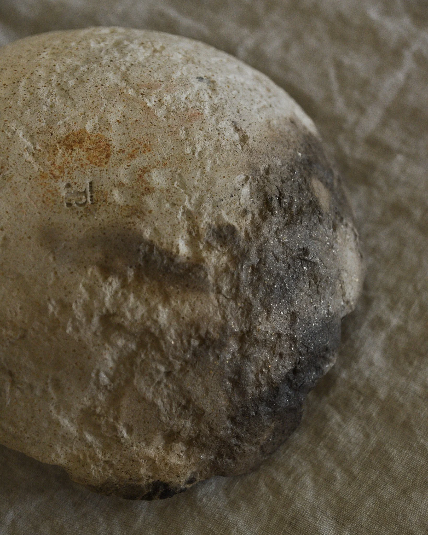 One-of-a-kind handmade ceramic vessel, contemporary wabi sabi with organic form and textured surface variation pit fired