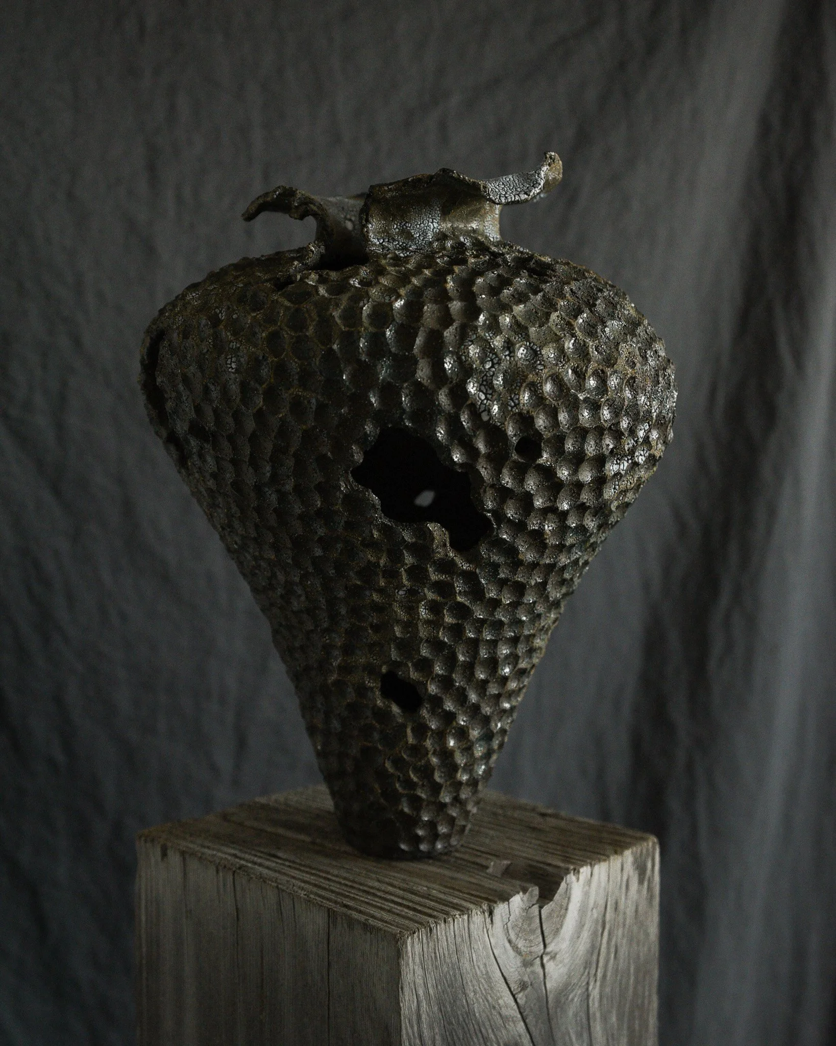 One-of-a-kind handmade ceramic vessel, contemporary wabi sabi with organic form and surface variation