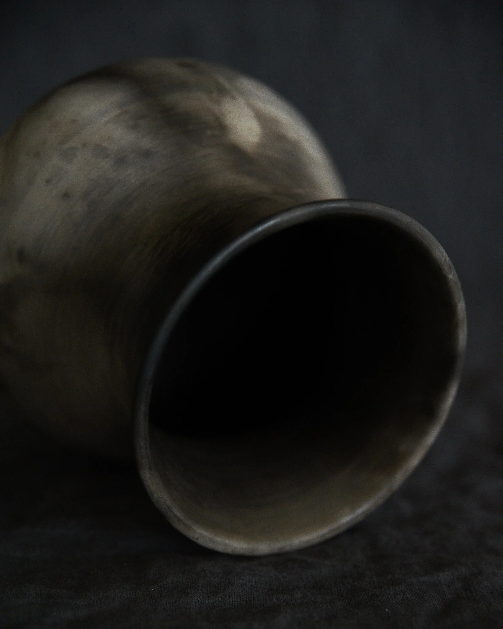One-of-a-kind handmade ceramic vessel, contemporary wabi sabi with organic form and textured surface variation pit fired